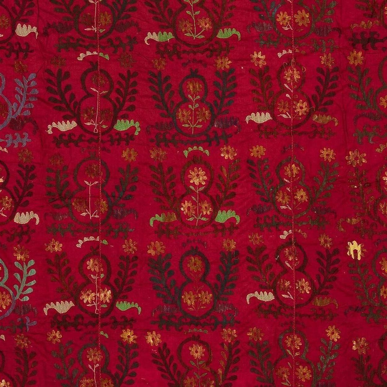 Mid-Century Modern Vintage Red Suzani Textile For Sale