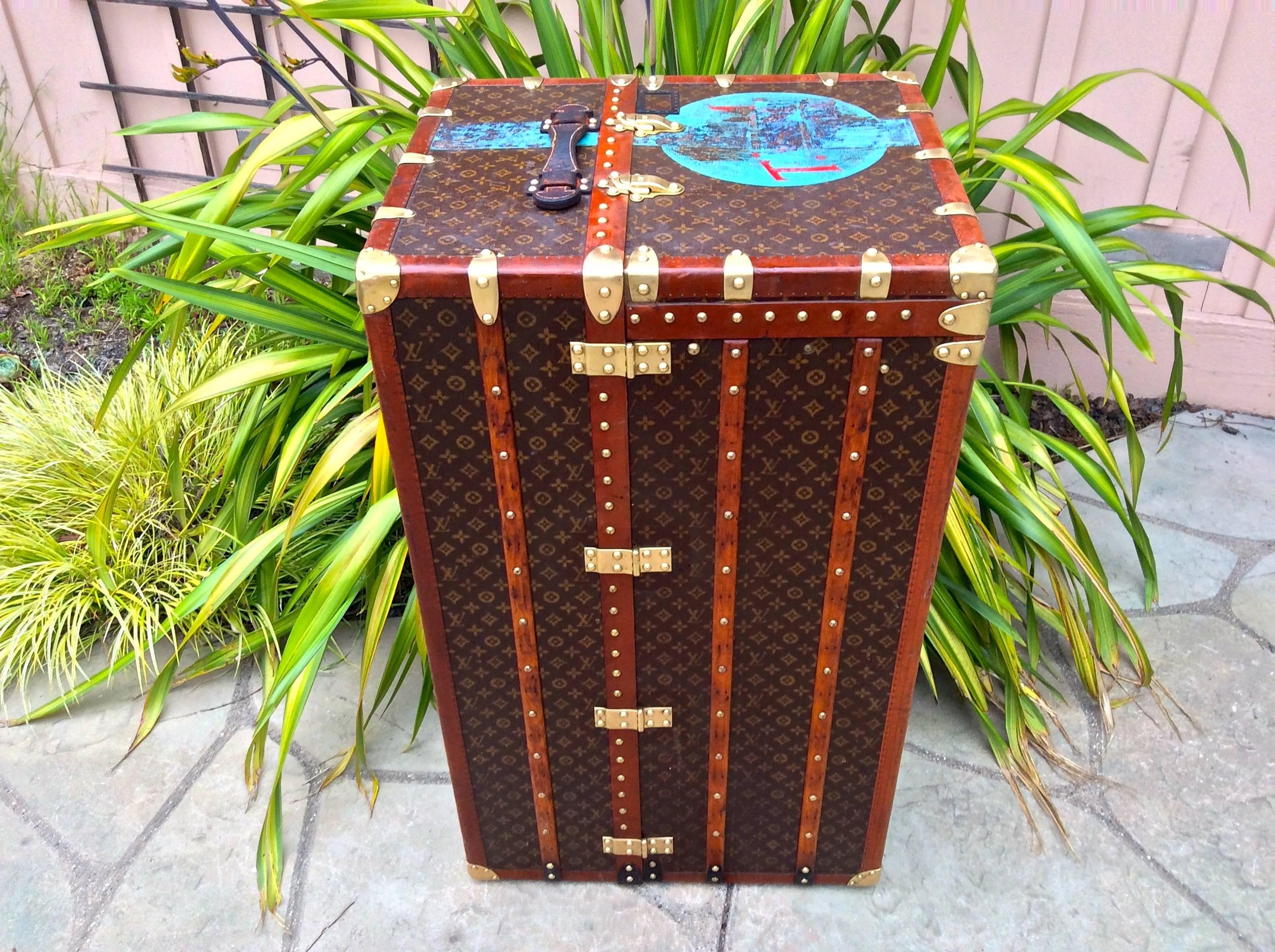 French Louis Vuitton Vintage Double Wardrobe Steamer Trunk For Sale