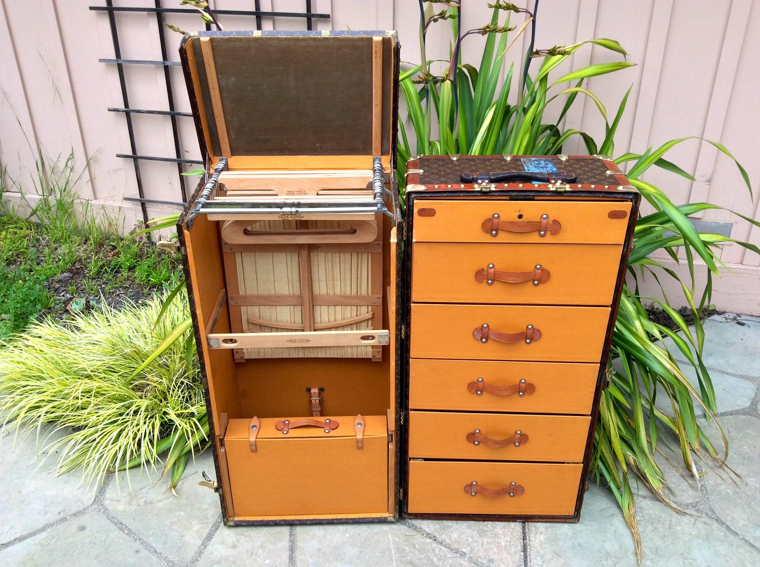 Louis Vuitton Vintage Double Wardrobe Steamer Trunk For Sale 5