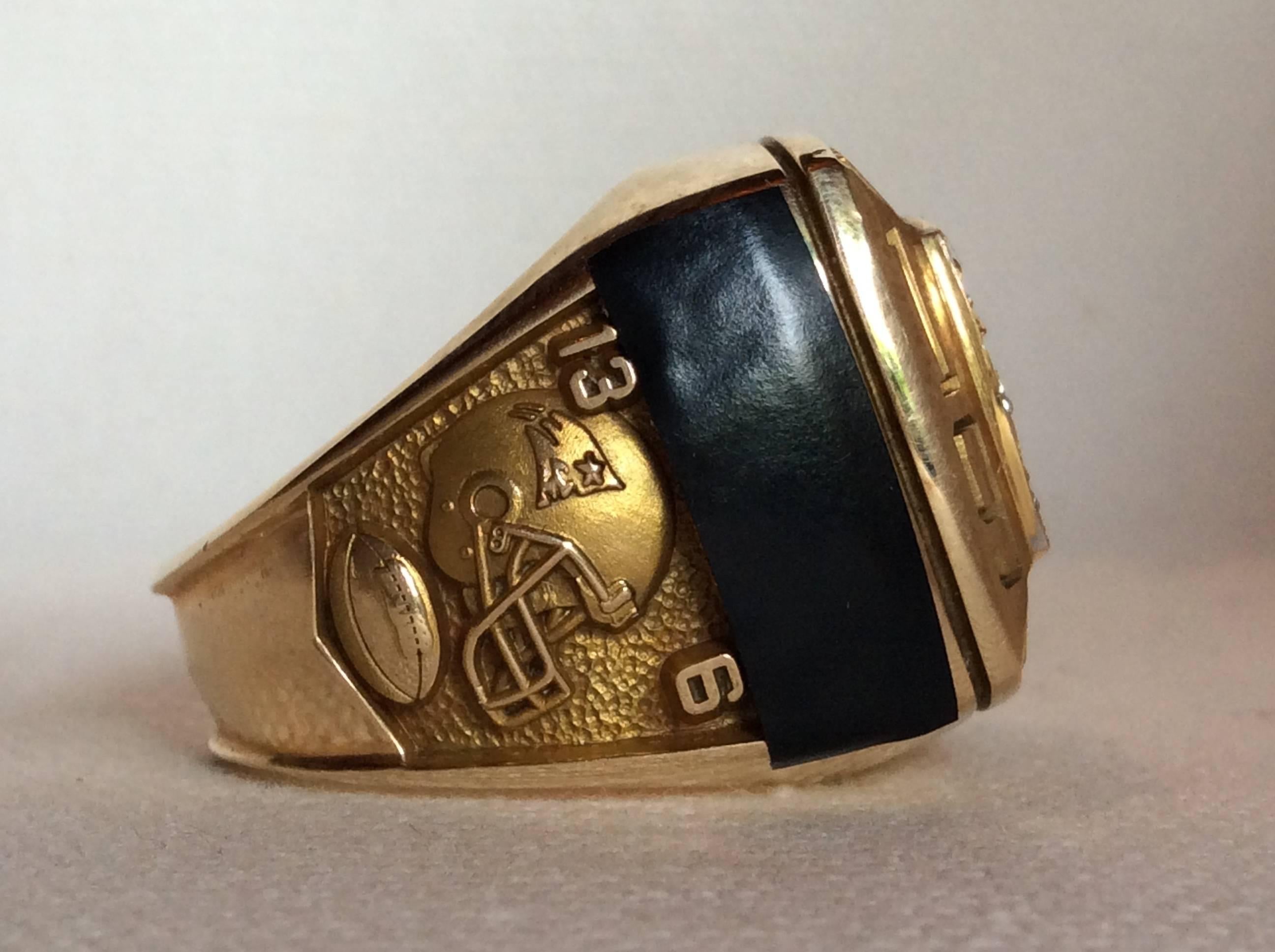 1996 New England Patriots AFC Championship Staff Ring, All Real Diamond NFL gold For Sale 1