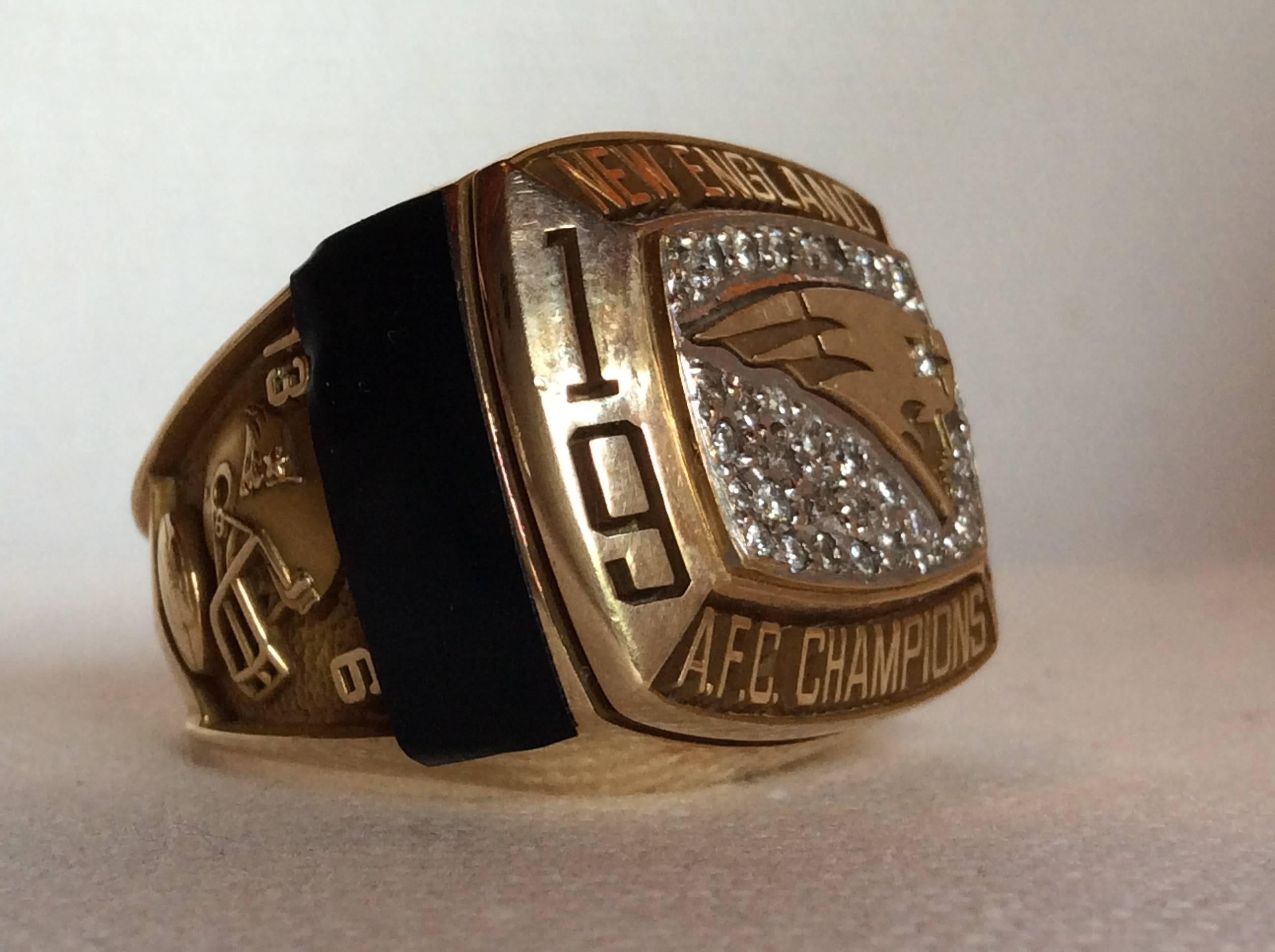 1996 New England Patriots AFC Championship Staff Ring, All Real Diamond NFL gold For Sale 2