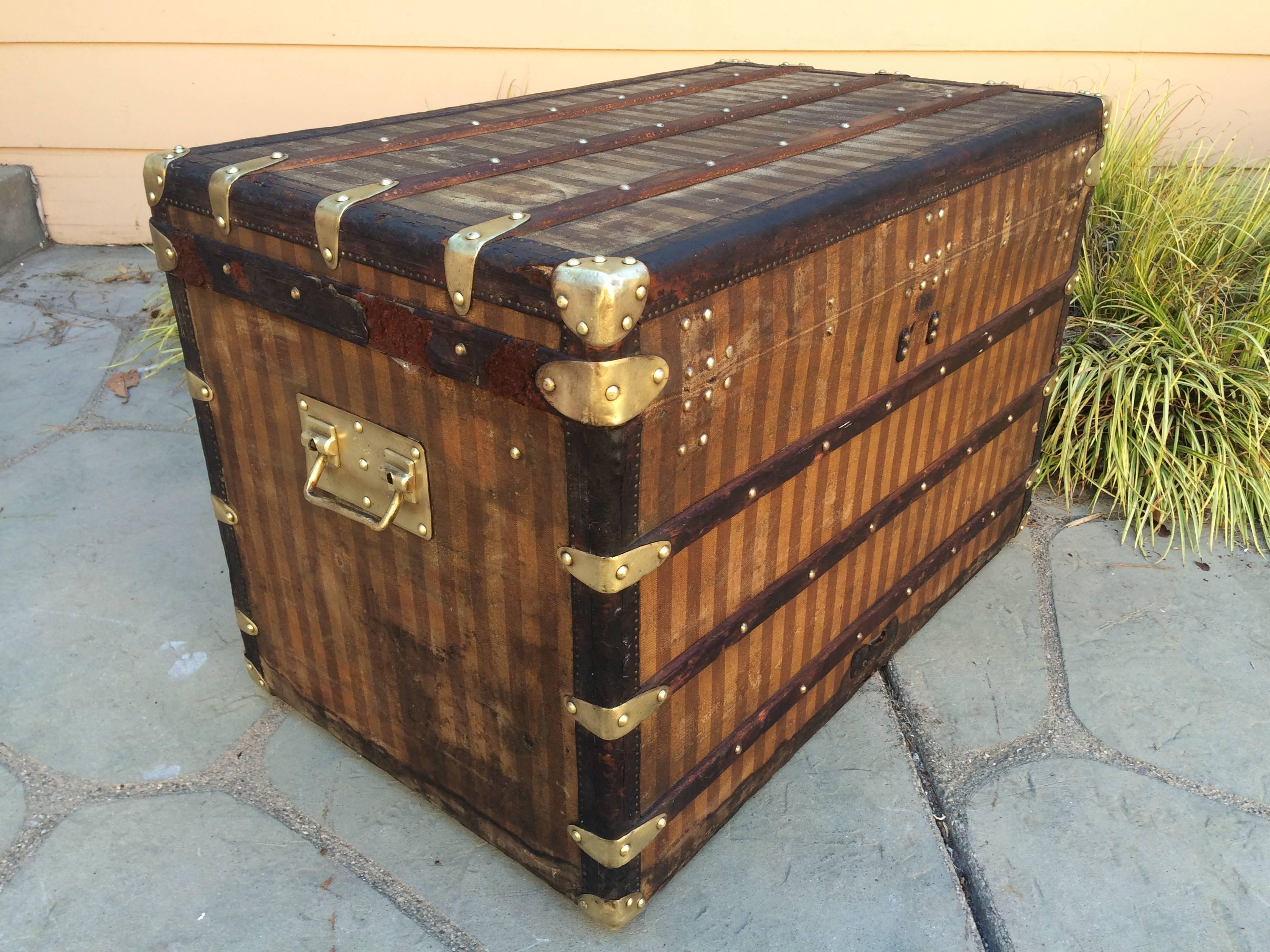 French Louis Vuitton Rayee Steamer Trunk  For Sale