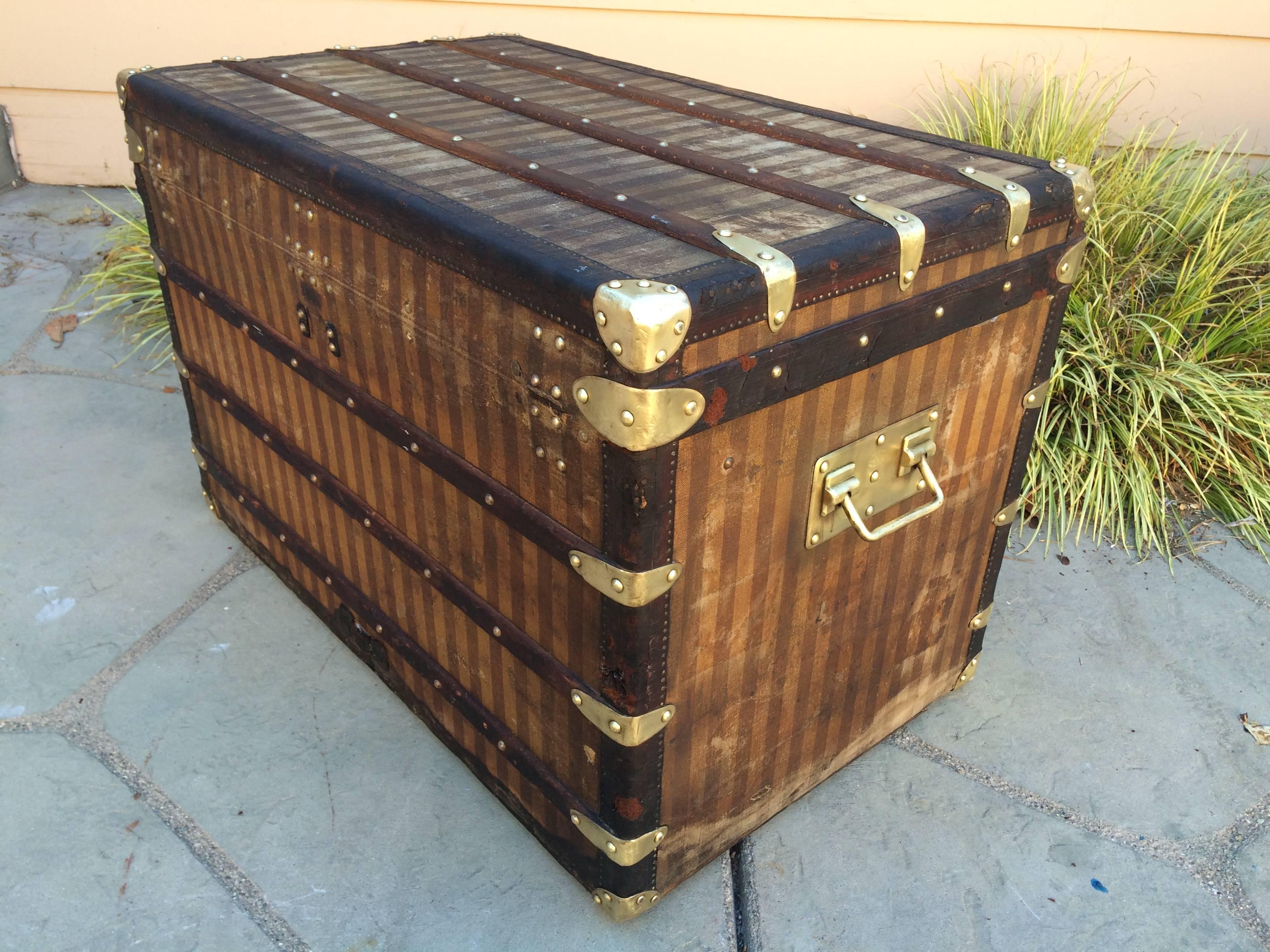 19th Century Louis Vuitton Rayee Steamer Trunk  For Sale