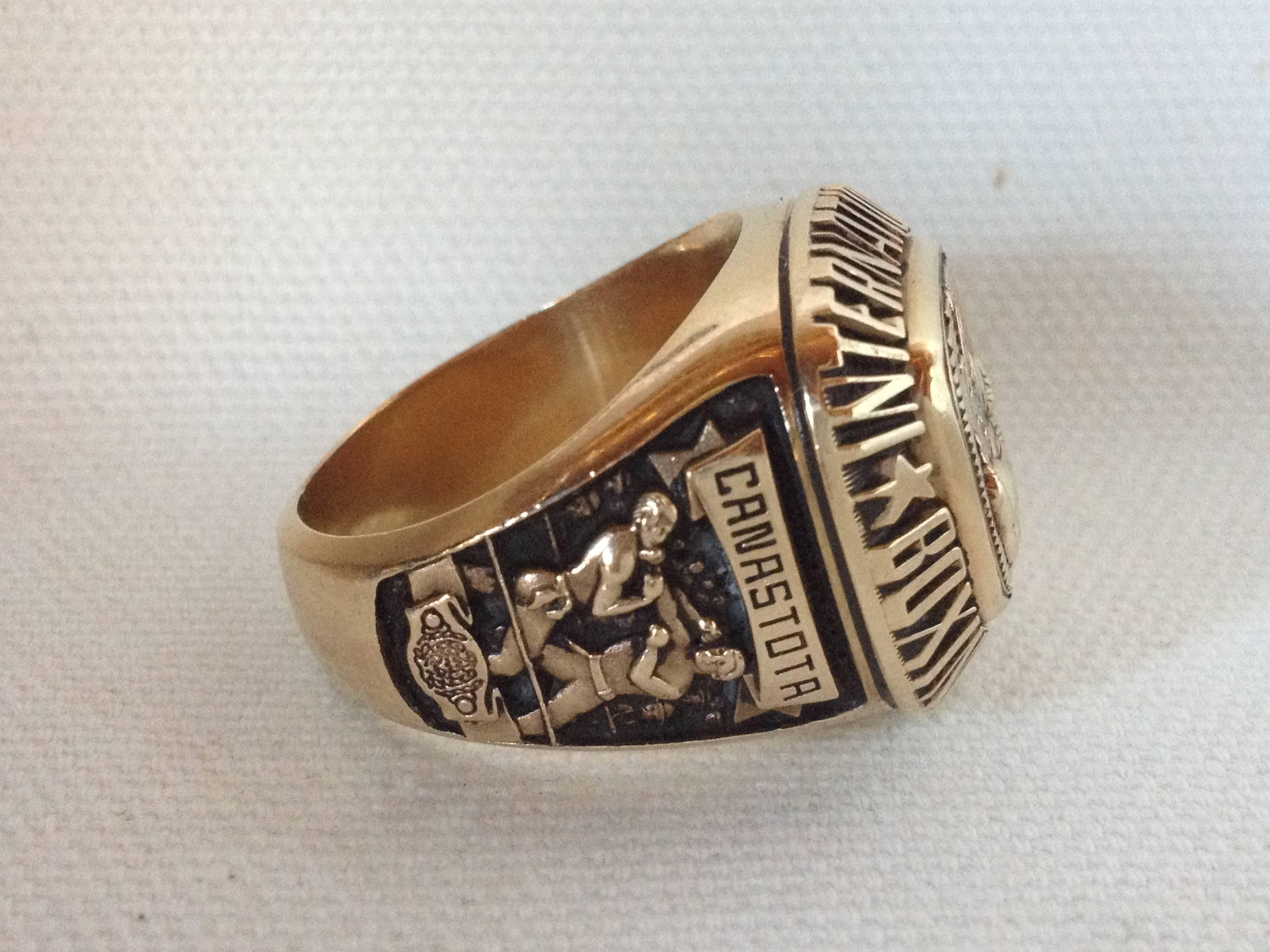 Contemporary Riddick Bowe International Boxing Hall of Fame Ring fighting sports gold diamond For Sale