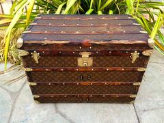 Louis Vuitton monogramm brass Steamer Trunk Goyard era Purse bag suitcase LV old