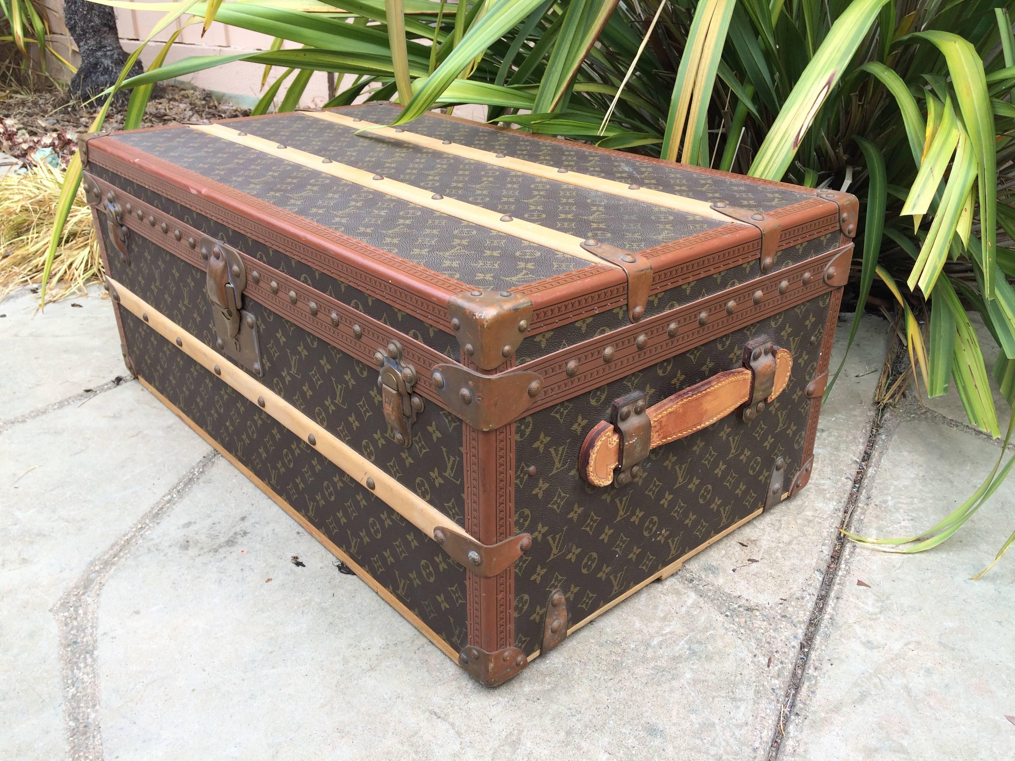French Louis Vuitton Antique Monogram Cabin Steamer Trunk Goyard Purse bag suitcase  For Sale