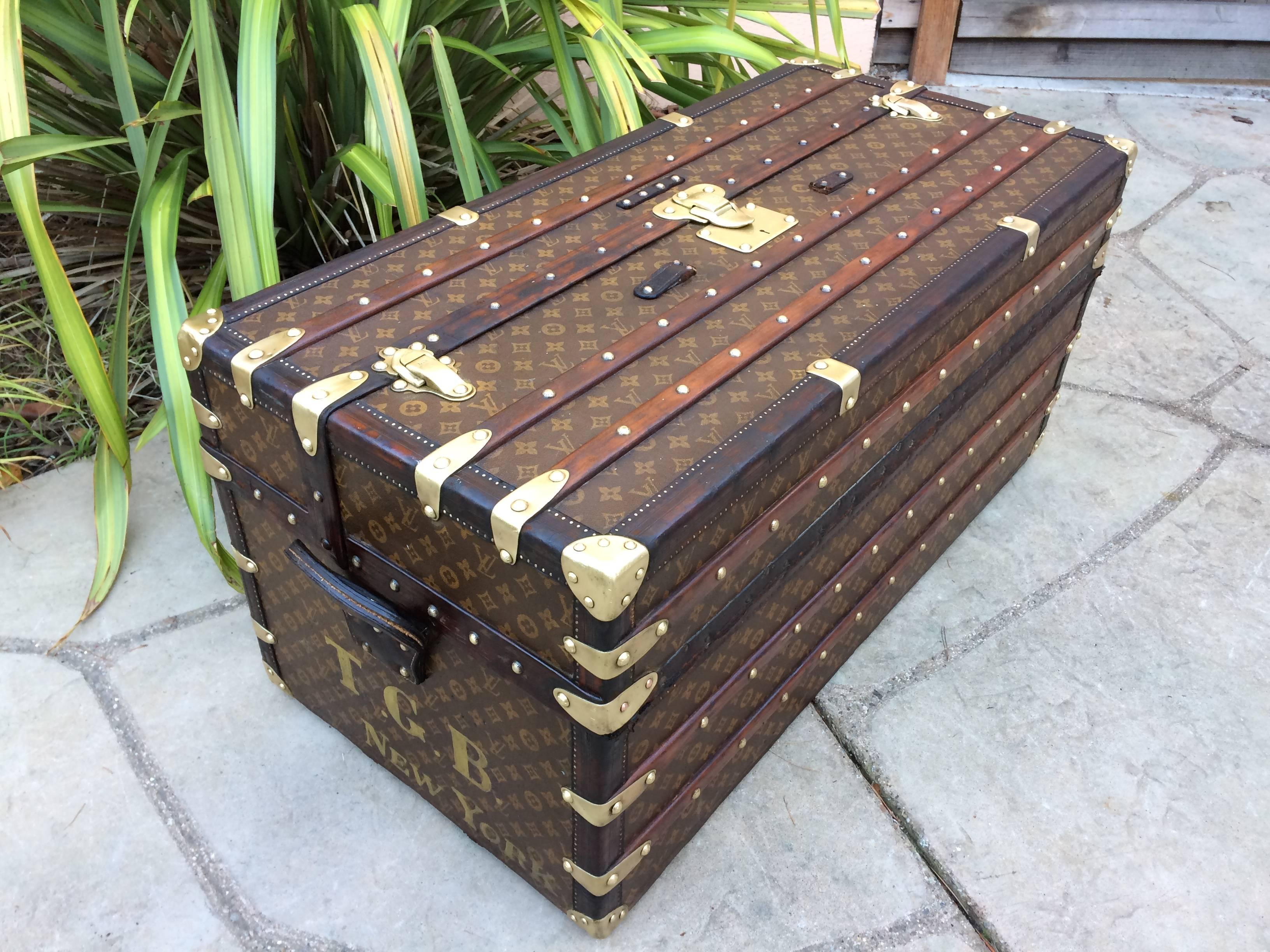 Magnificent unrestored original untouched antique Louis Vuitton ideal steamer wardrobe trunk. This trunk measures in inches 19 x 19 x 40. Please see pictures for details. We are one of the world's largest, most trusted sources for antique Louis
