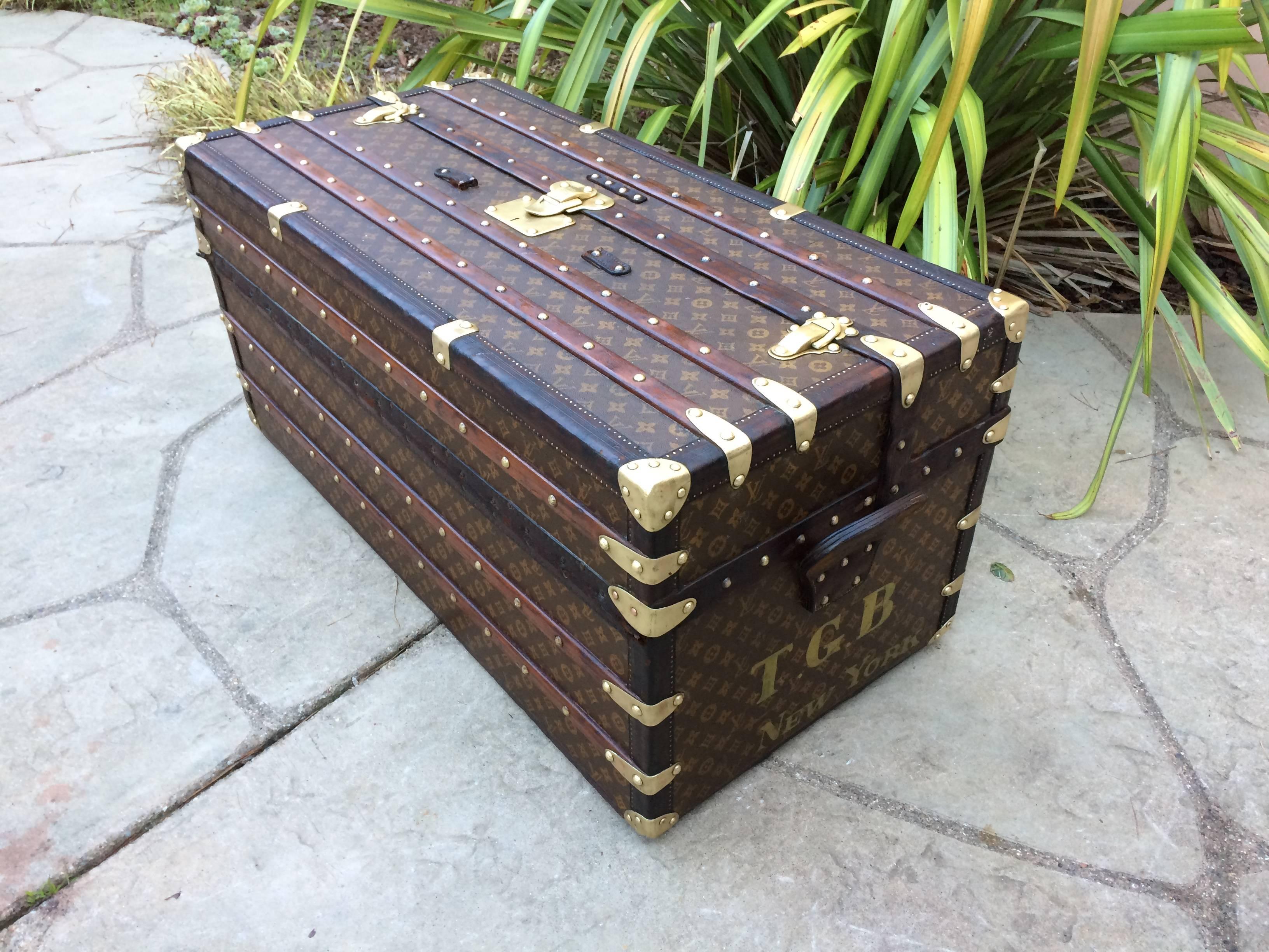 French Antique Louis Vuitton Ideal Steamer Wardrobe Travel Trunk Suitcase Purse Goyard For Sale