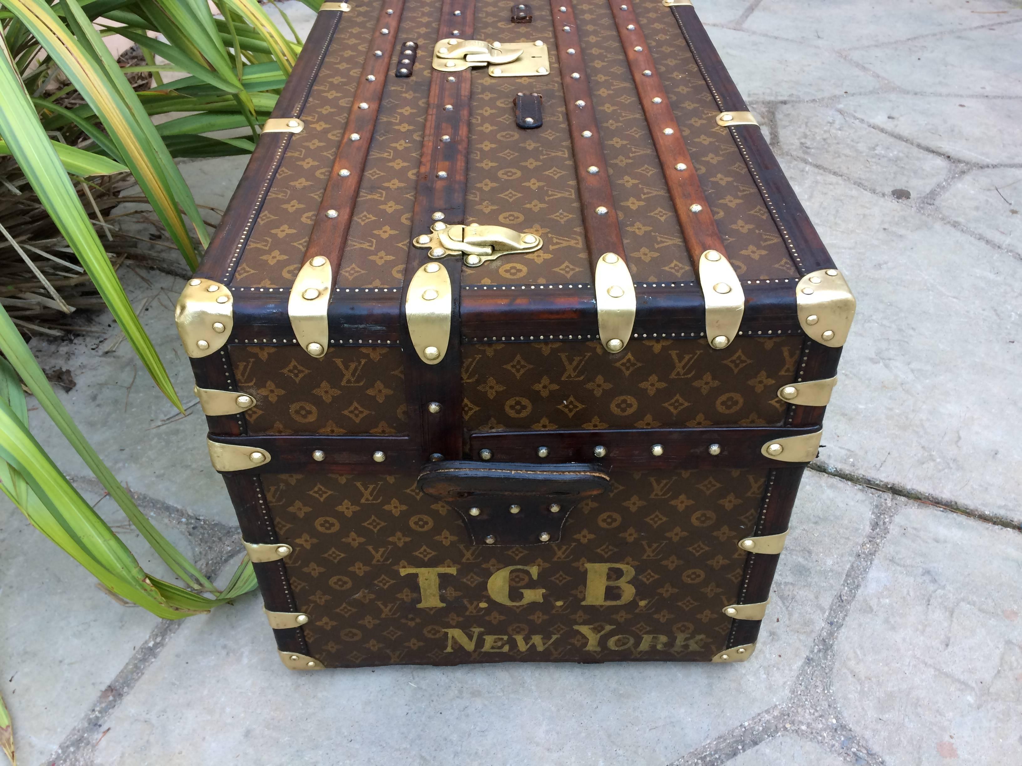 Antique Louis Vuitton Ideal Steamer Wardrobe Travel Trunk Suitcase Purse Goyard For Sale 2
