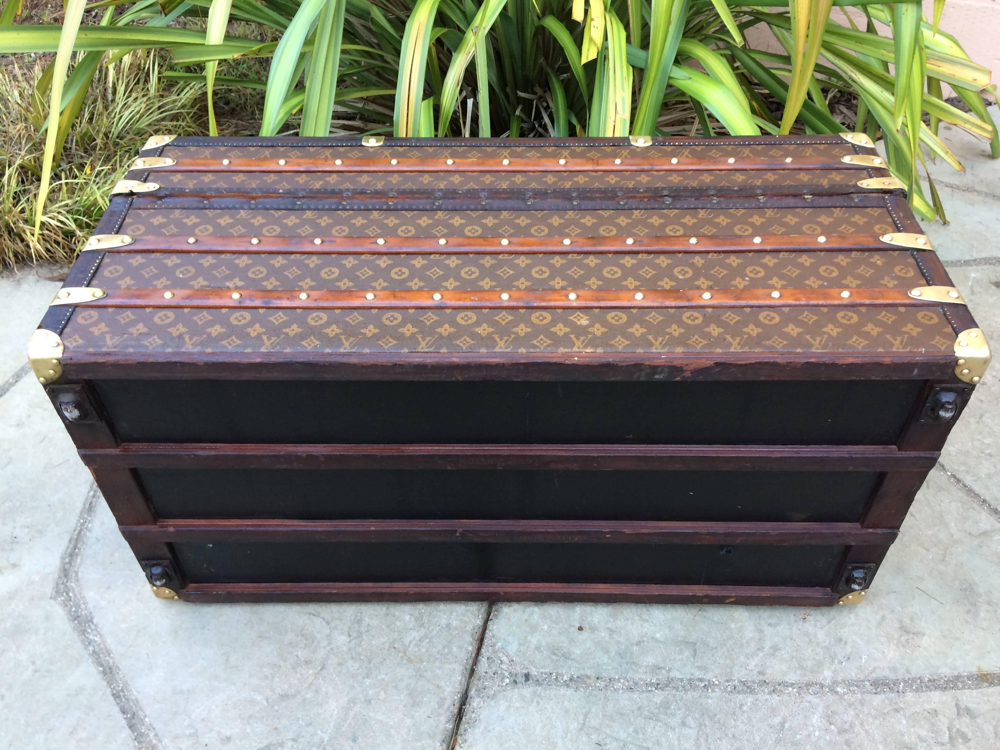 Antique Louis Vuitton Ideal Steamer Wardrobe Travel Trunk Suitcase Purse Goyard For Sale 3