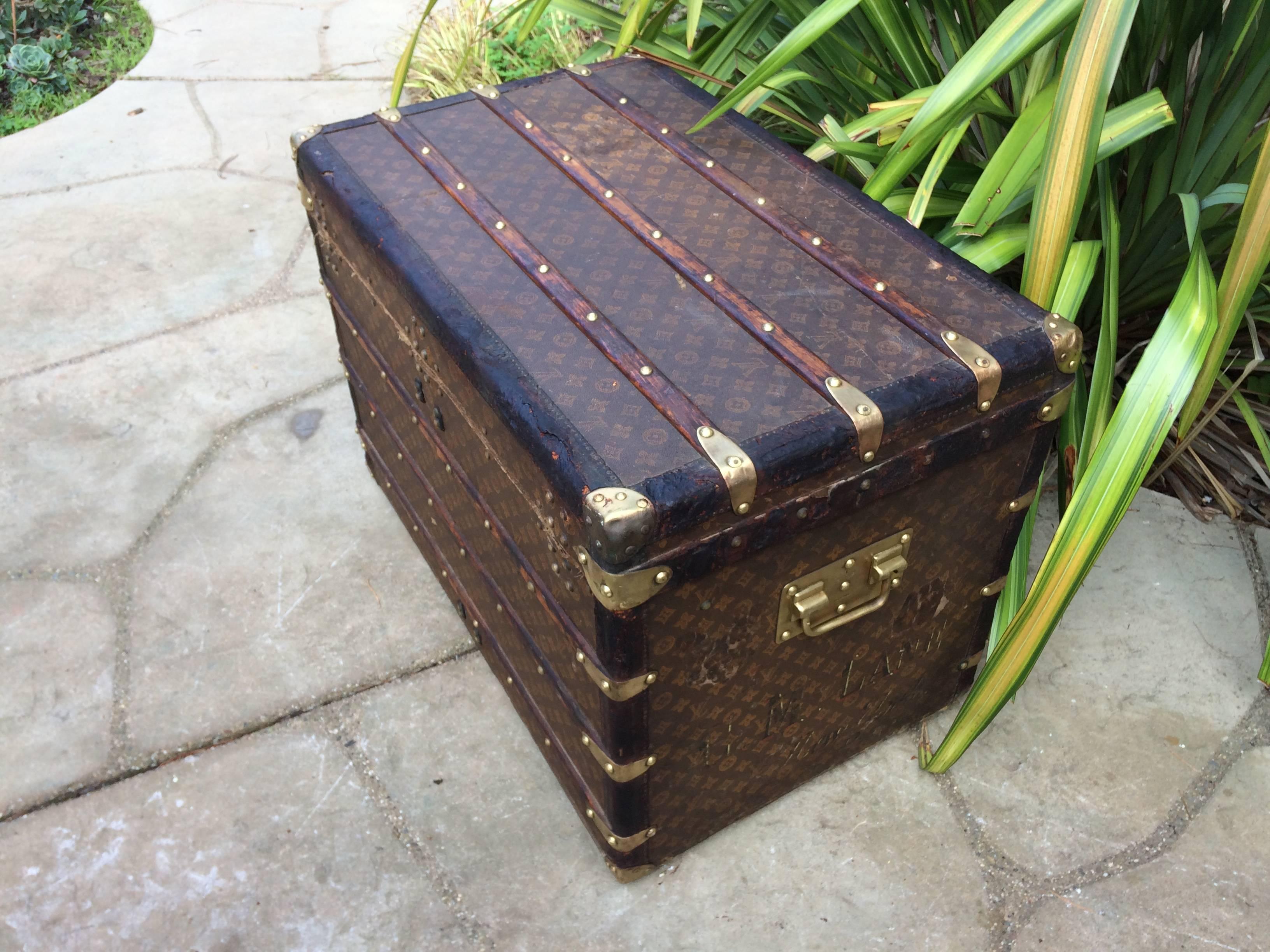 Antique Louis Vuitton Steamer Wardrobe Trunk For Sale 3