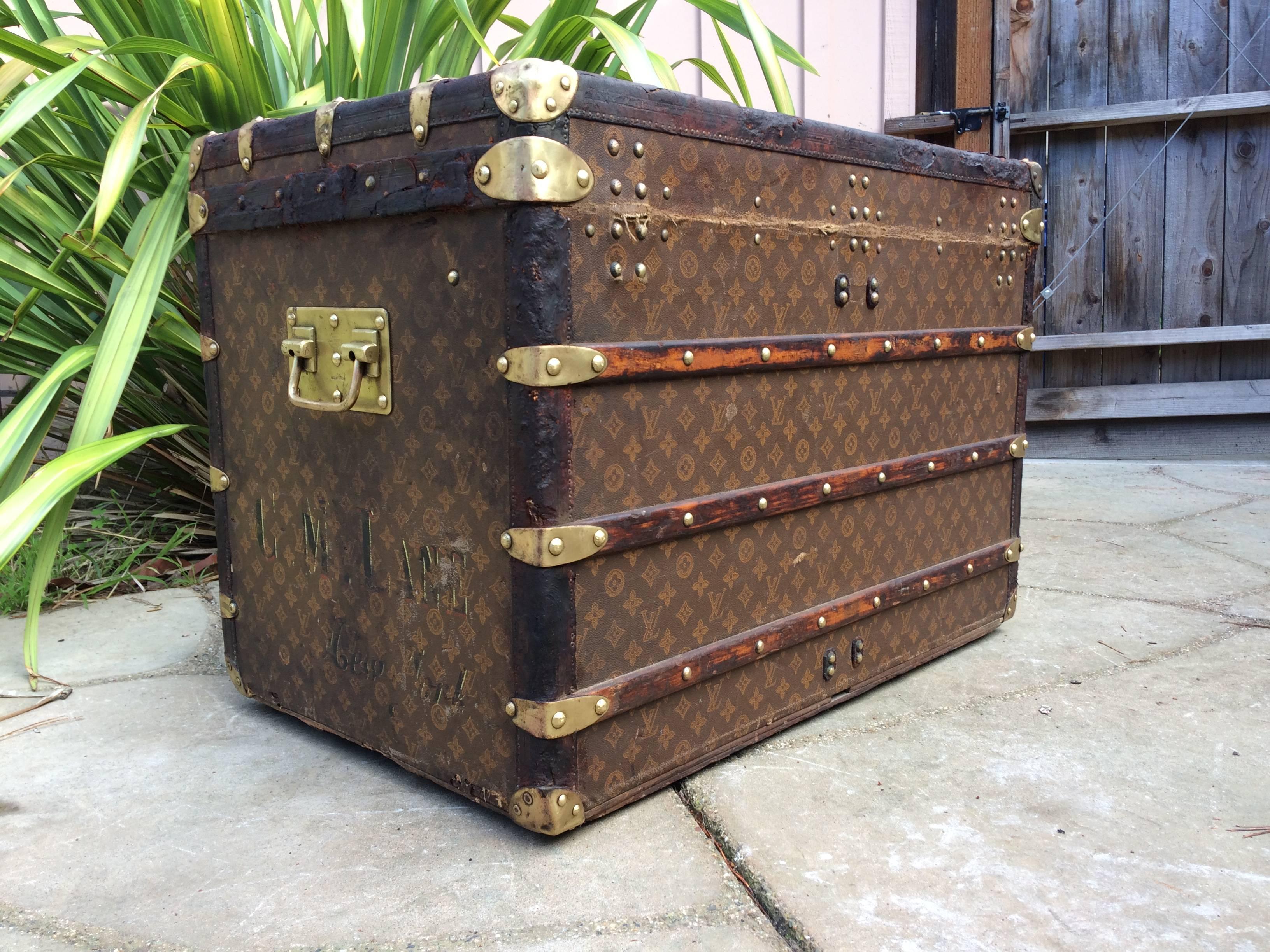 Antique Louis Vuitton Steamer Wardrobe Trunk For Sale 1