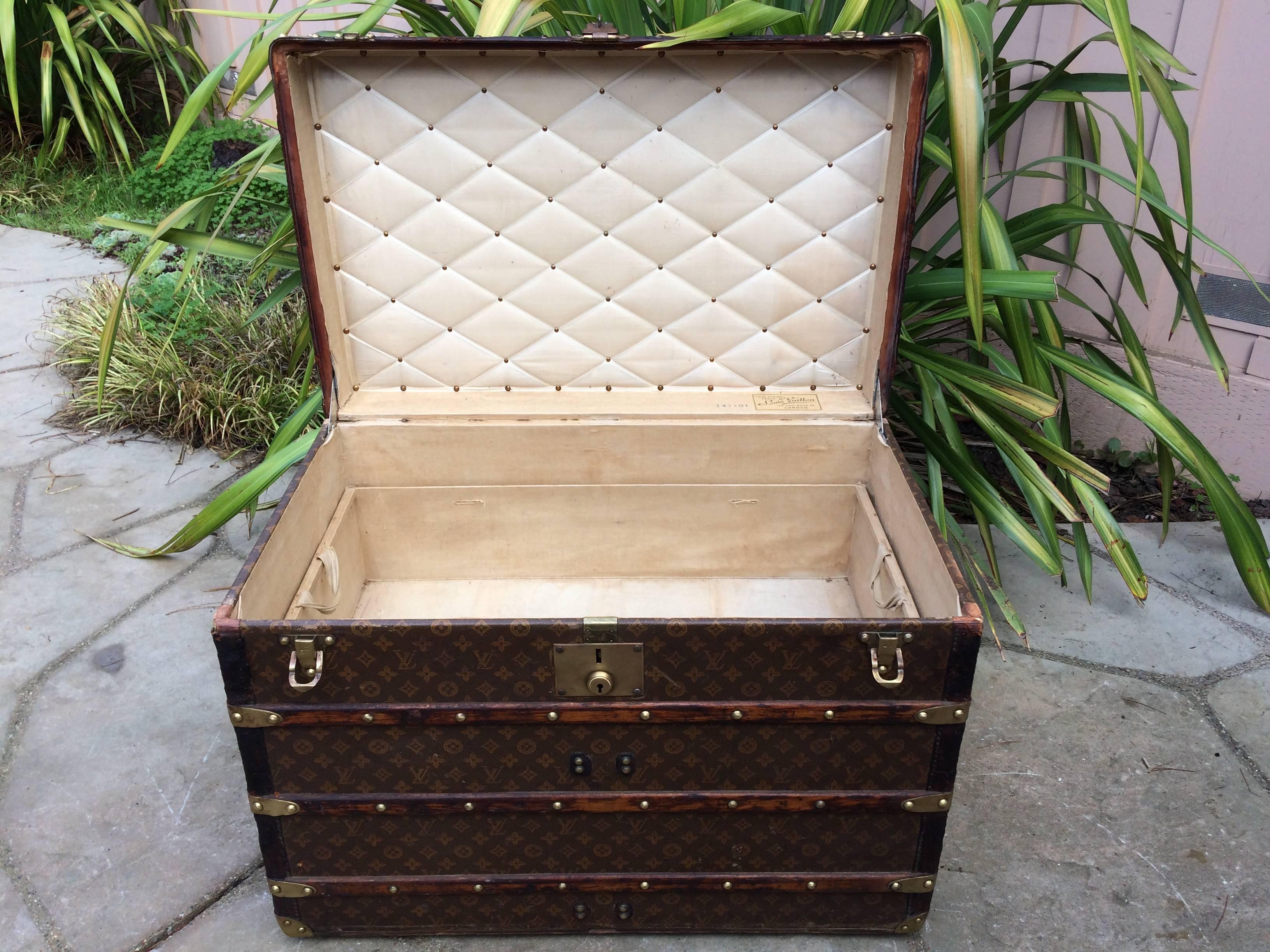 Antique Louis Vuitton Steamer Wardrobe Trunk For Sale 6