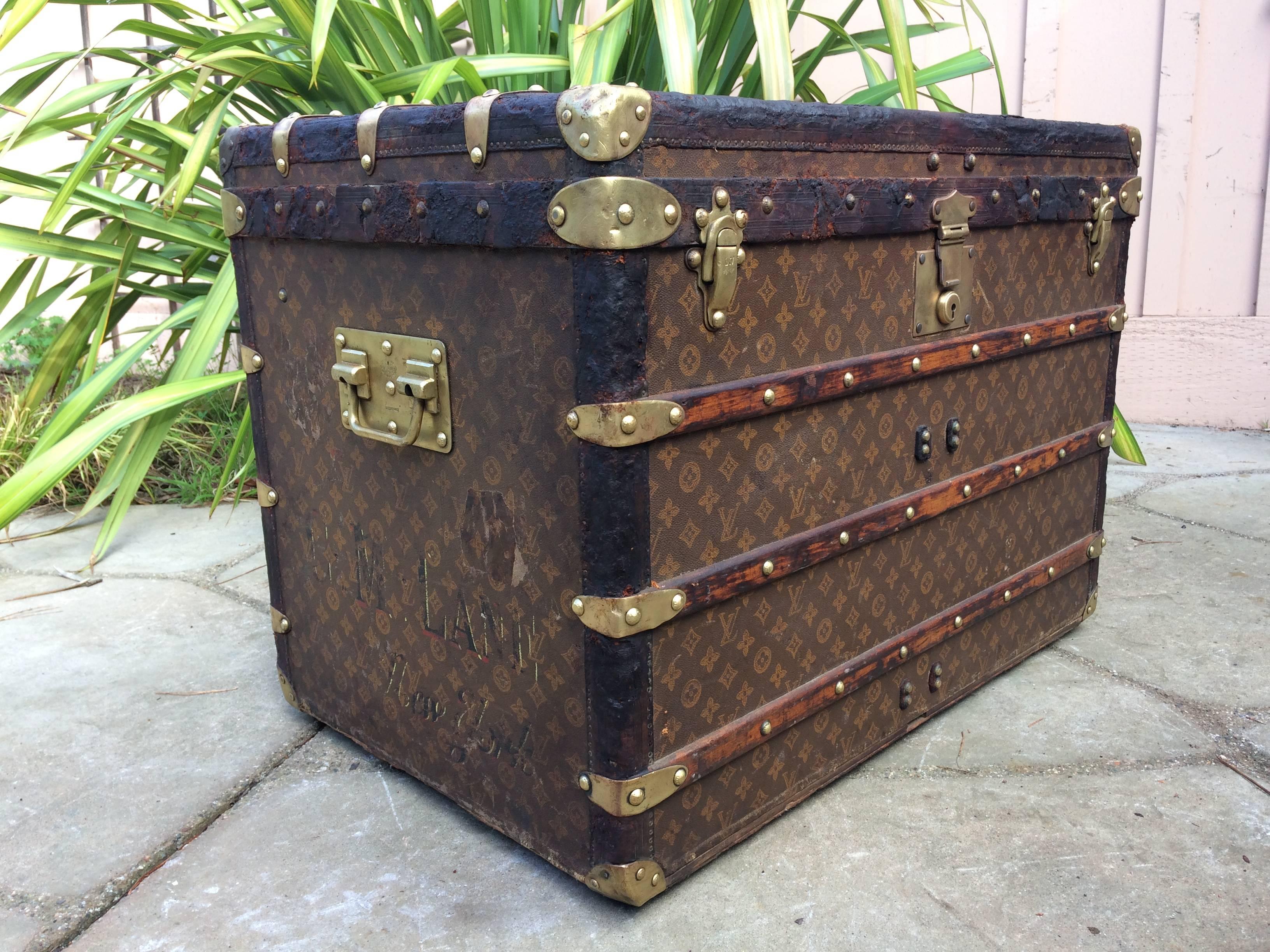 Antique Louis Vuitton steamer trunk. Purse bag Hermes Goyard Gucci Prada.