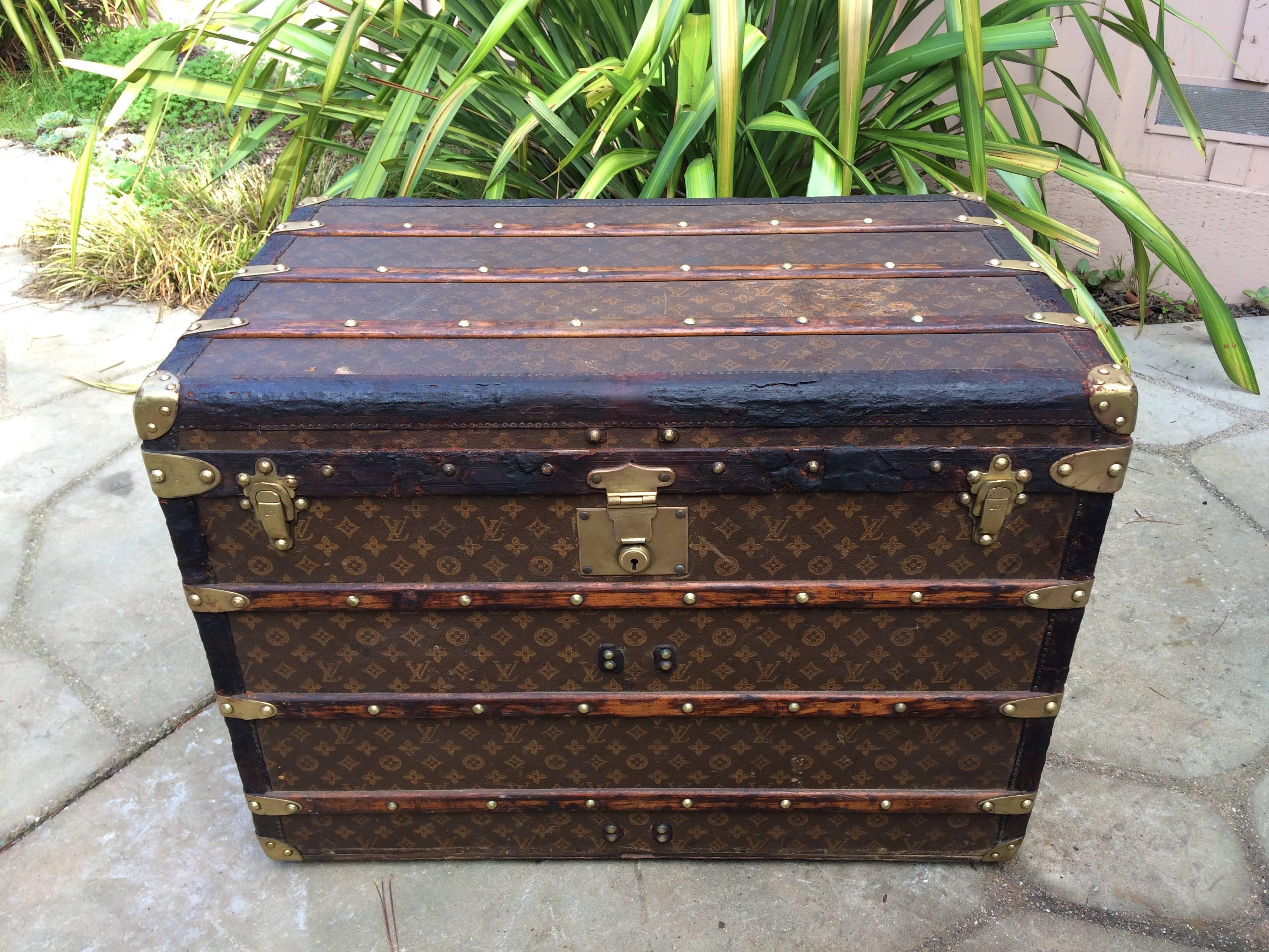 Antique Louis Vuitton Steamer Wardrobe Trunk In Excellent Condition For Sale In Carmel-by-the-sea, CA
