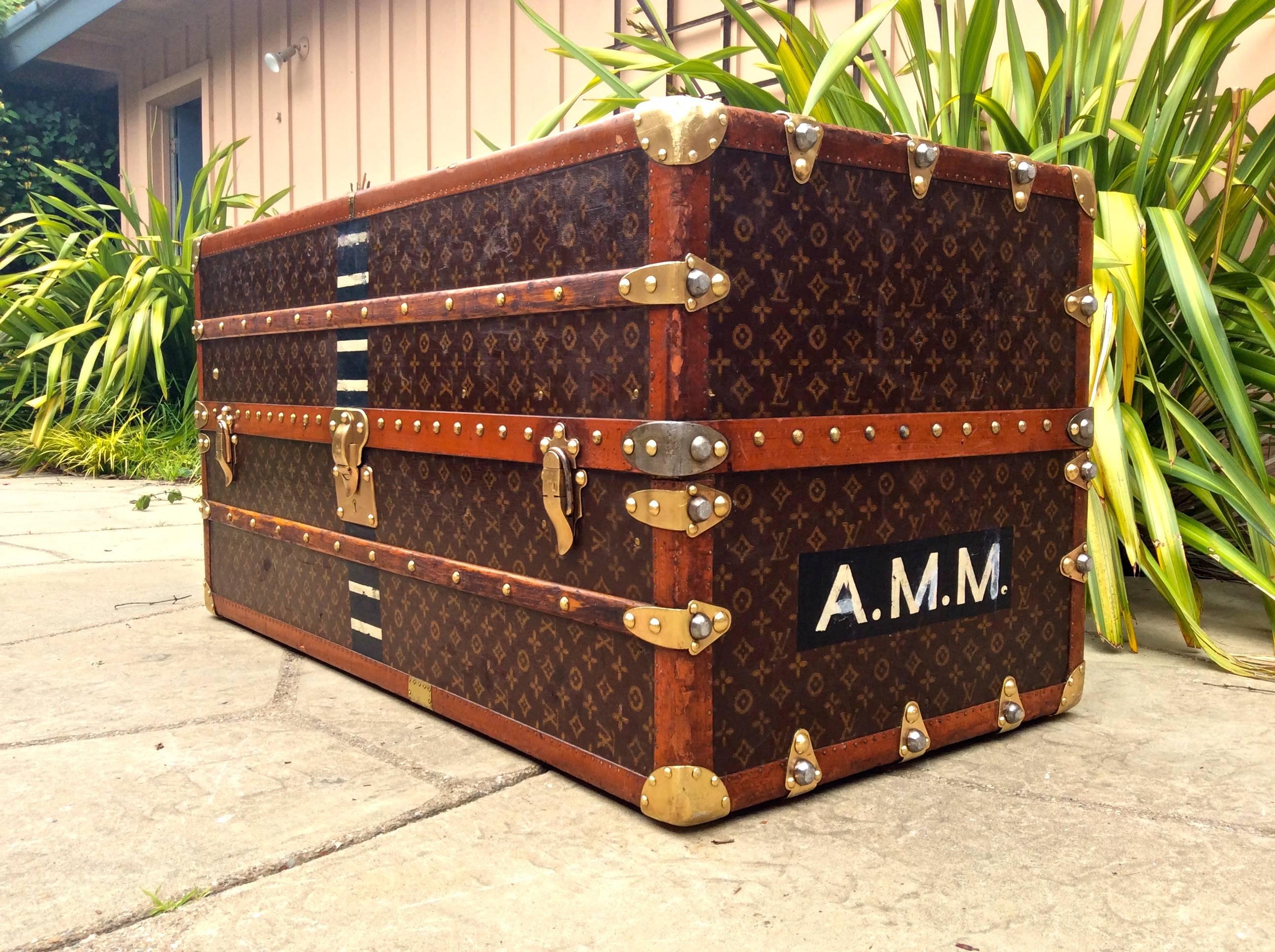 Louis Vuitton Vintage Wardrobe Steamer Trunk  Goyard era Purse bag suitcase For Sale 1