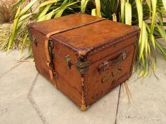 Louis Vuitton Antique Leather Steamer Trunk  Goyard era Purse bag suitcase art