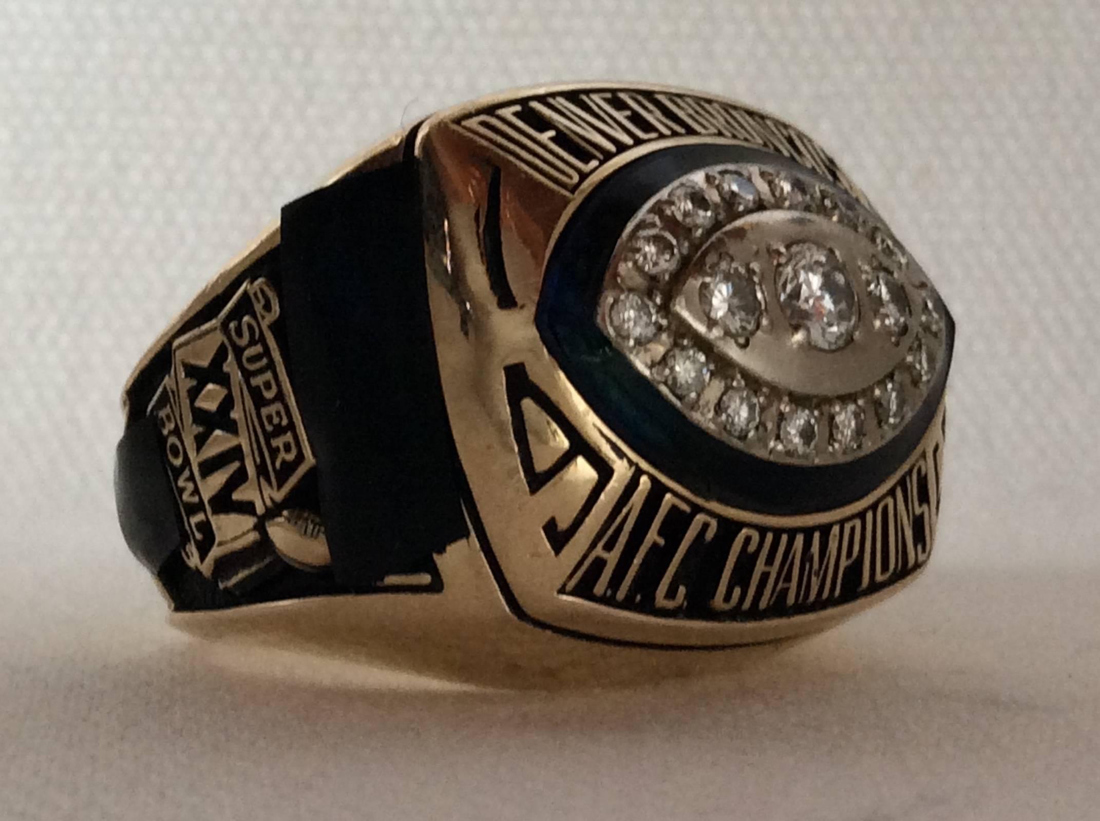 Late 20th Century 1989 Denver Broncos AFC Championship Super Bowl Players Ring, Gold Diamonds NFL For Sale