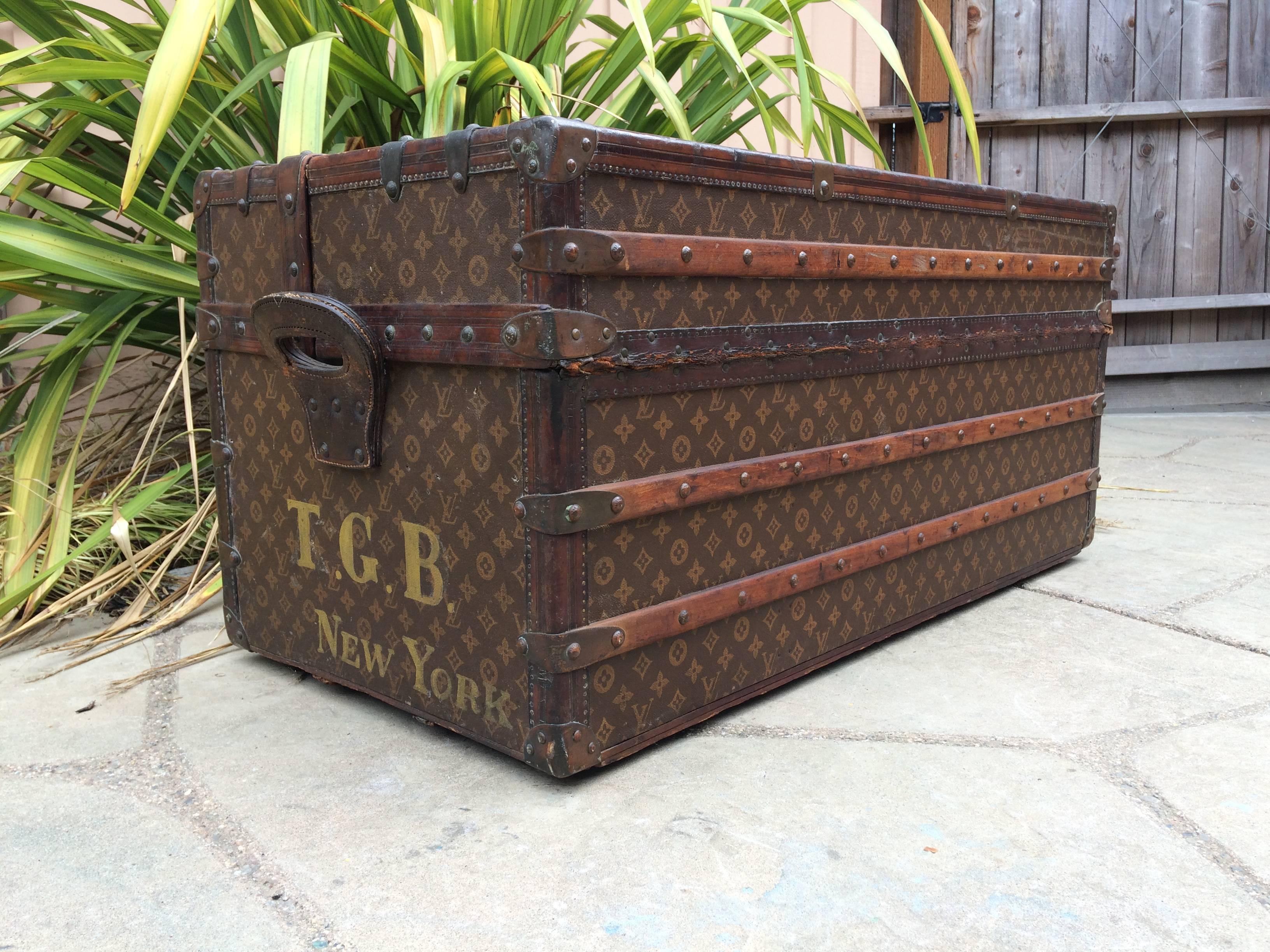 20th Century 1920's Louis Vuitton Ideal Monogram Steamer Trunk  Goyard era Purse bag suitcase For Sale