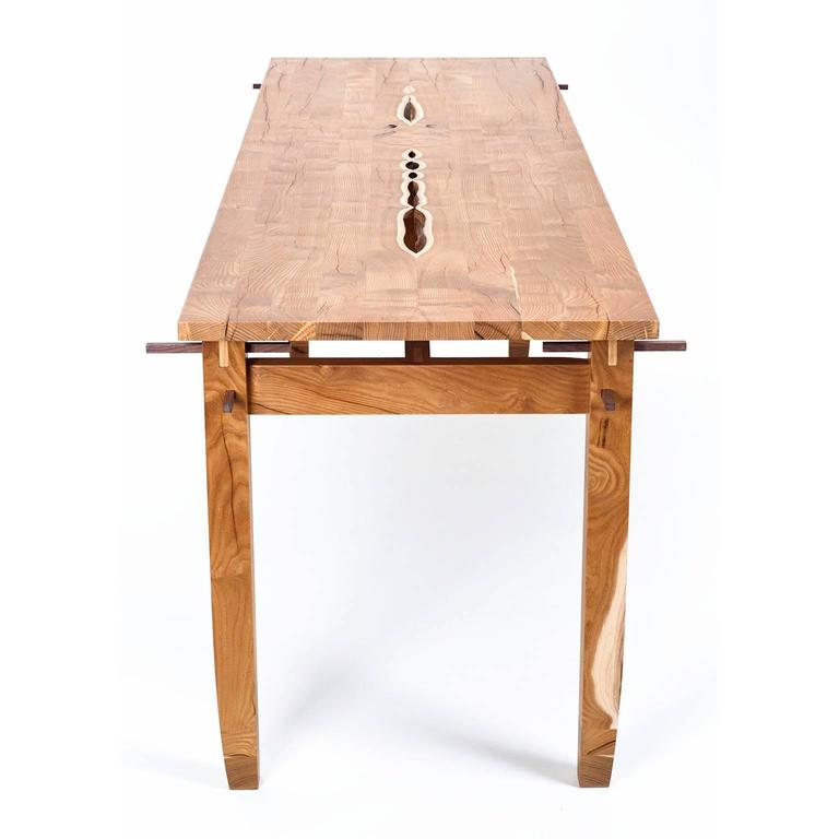 Contemporary Hardwood Mulberry Pegged Dining Table or Desk in Stock For