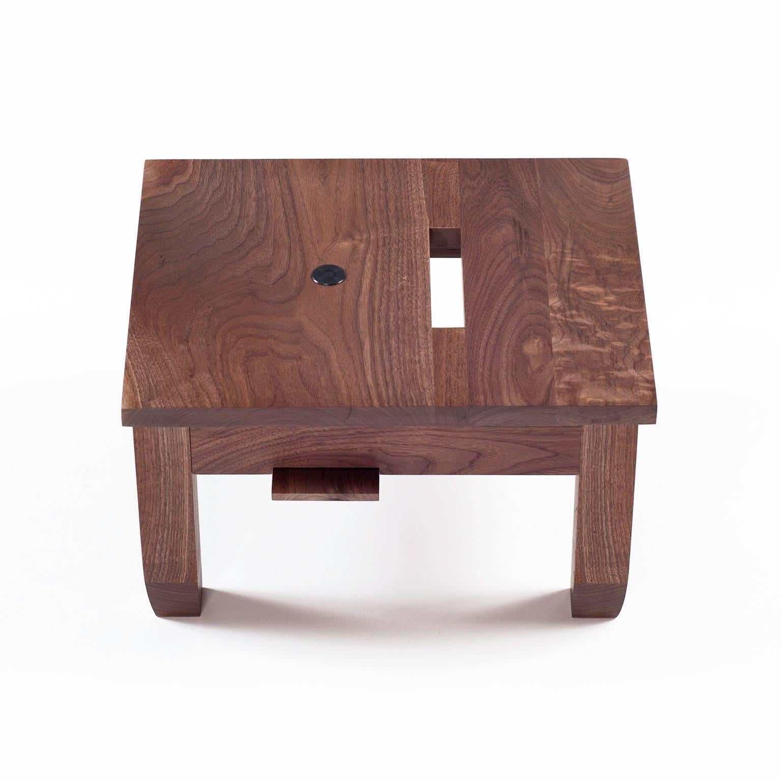 Modern Contemporary Hardwood Walnut Low Prayer Stool Made in Brooklyn in Stock For Sale