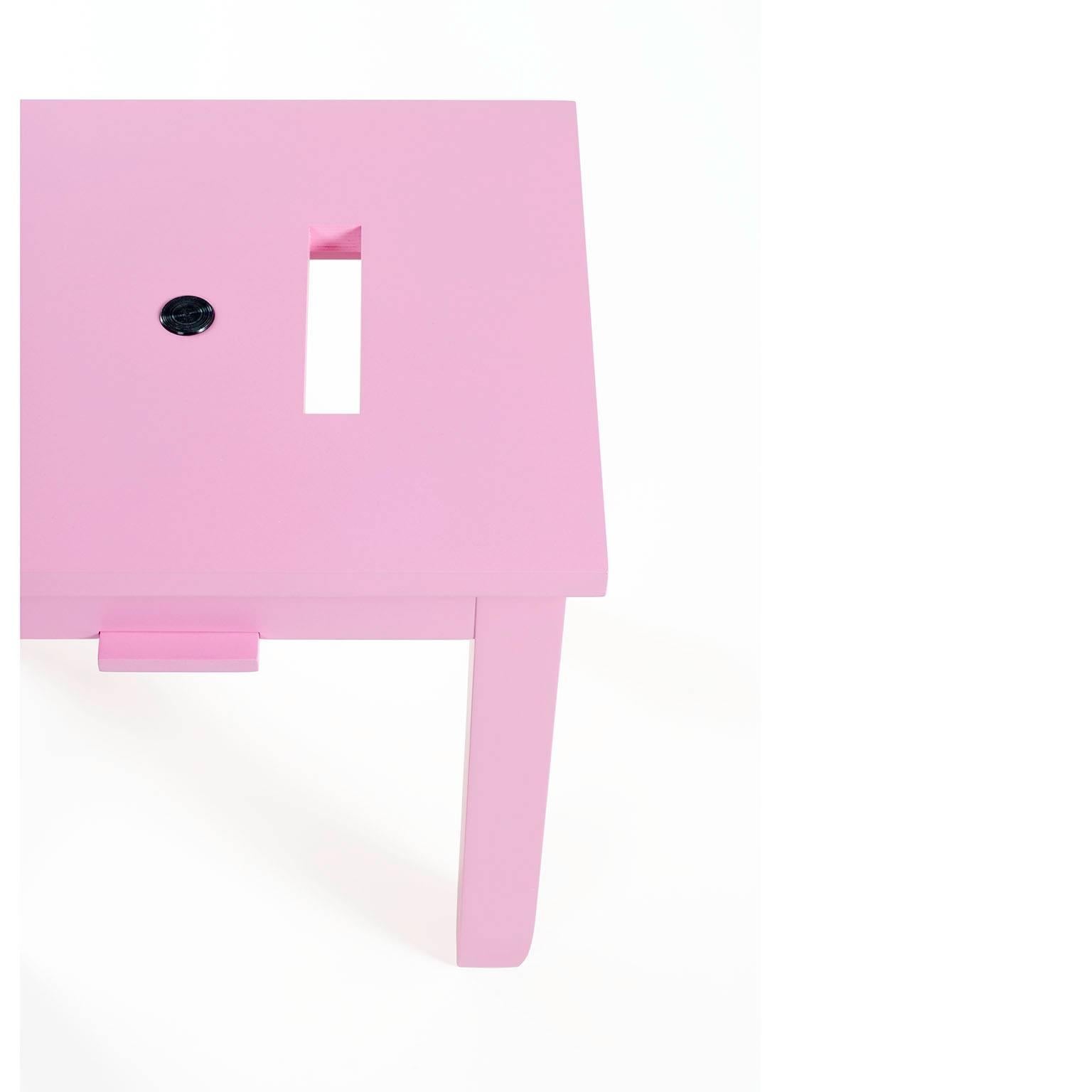 Plywood Contemporary Pussyhat Pink Benchlet Stool or Bench Made in Brooklyn in Stock For Sale