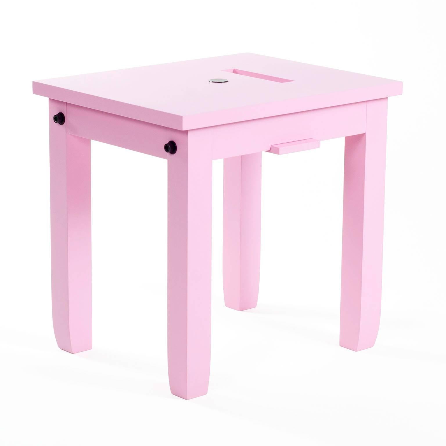 Painted Contemporary Pussyhat Pink Benchlet Stool or Bench Made in Brooklyn in Stock For Sale