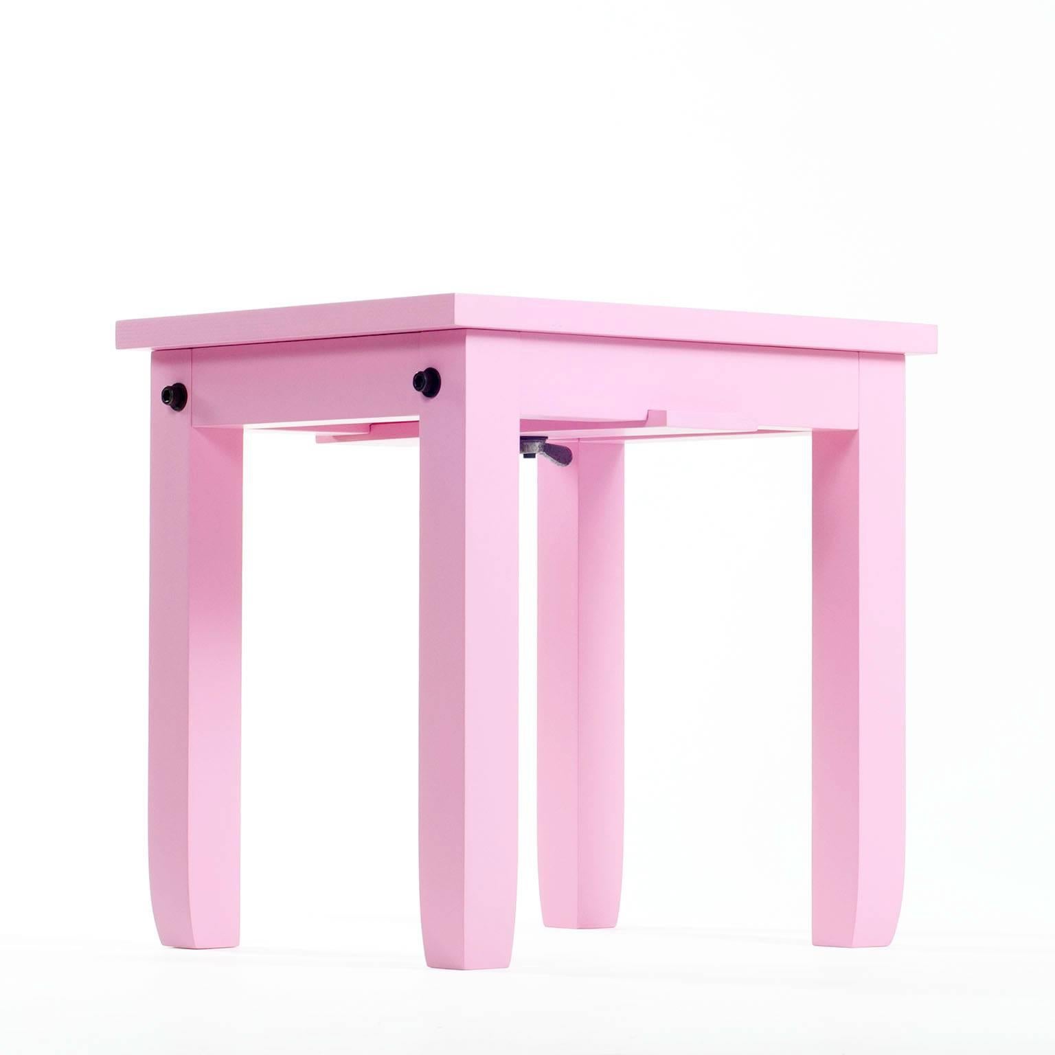 American Contemporary Pussyhat Pink Benchlet Stool or Bench Made in Brooklyn in Stock For Sale