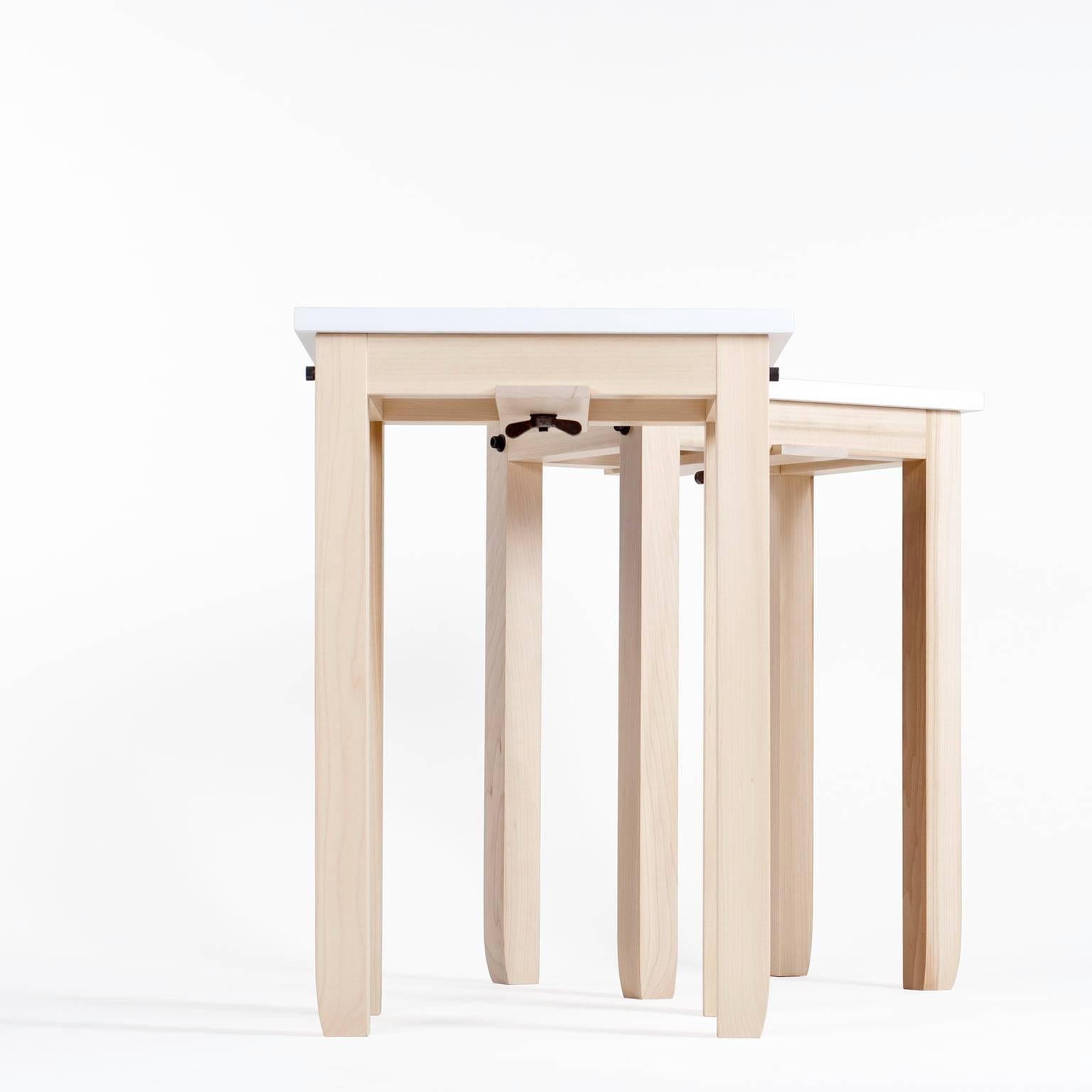 Joinery Contemporary White Multi-Ply and Hardwood Tulipwood Bar Stool in Stock For Sale
