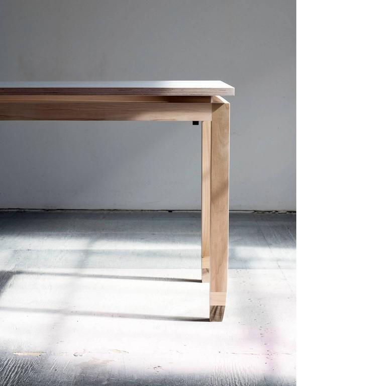 Contemporary White Multi Ply And Tulipwood Dining Table Or Desk Made Blackened Contemporary White Multi Ply And Tulipwood Dining Table Or Desk Made In Brooklyn For