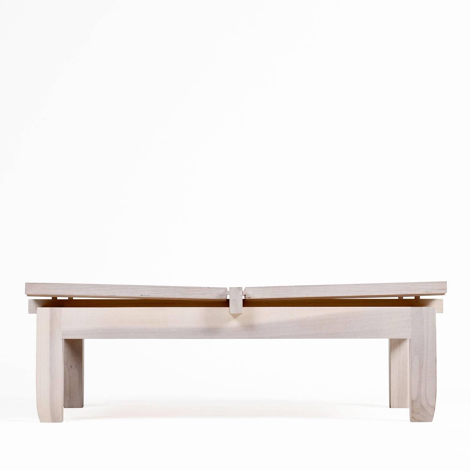 Contemporary Low Coffee Table with Removable Tea Trays Made in Brooklyn in Stock For Sale 3