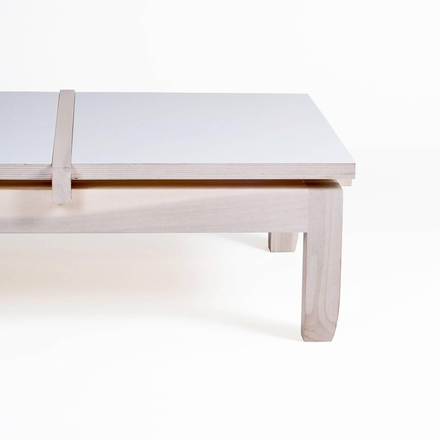 Contemporary Low Coffee Table with Removable Tea Trays Made in Brooklyn in Stock For Sale 1
