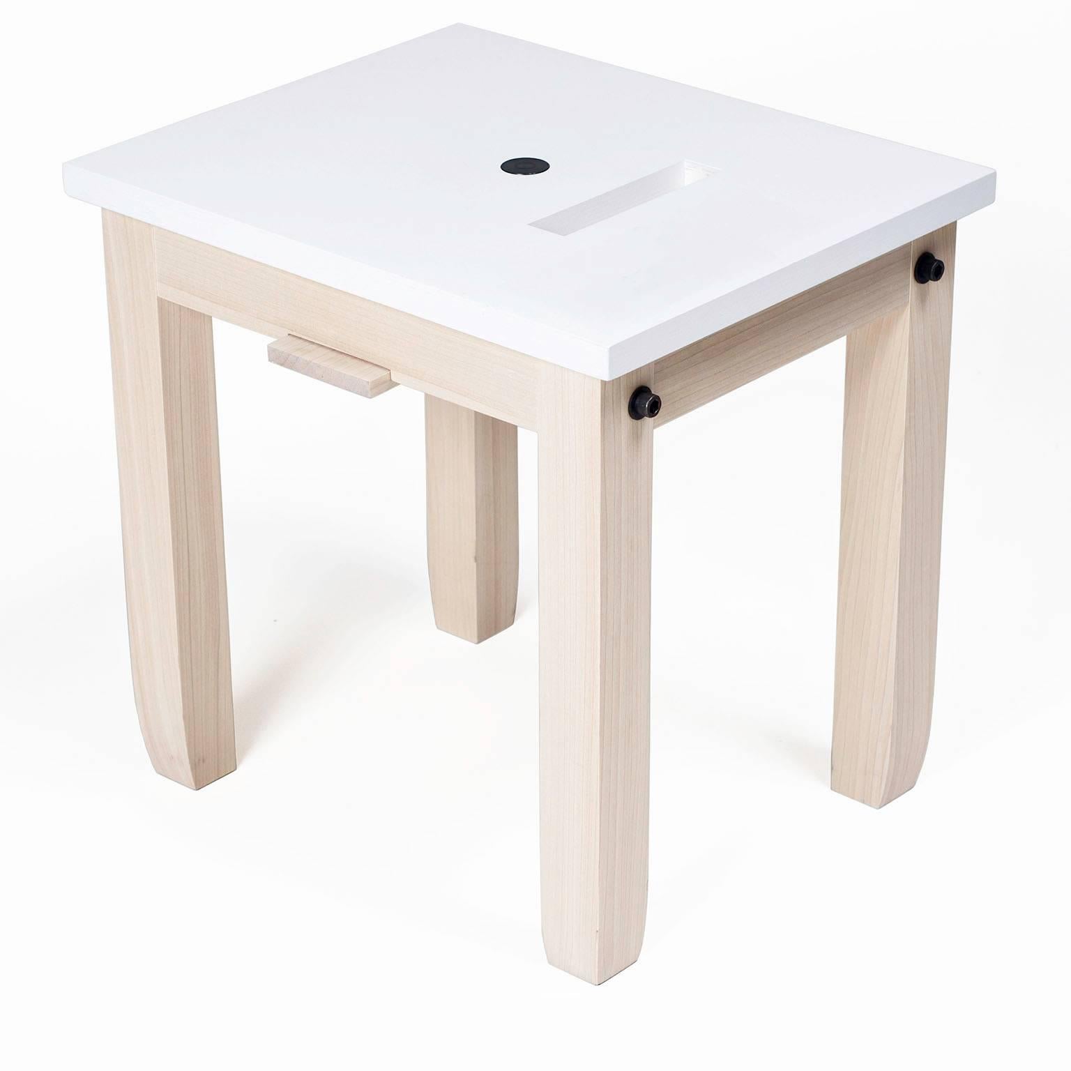 Modern Contemporary Multi-Ply and Tulipwood Benchlet or Stool Made in Brooklyn in Stock For Sale