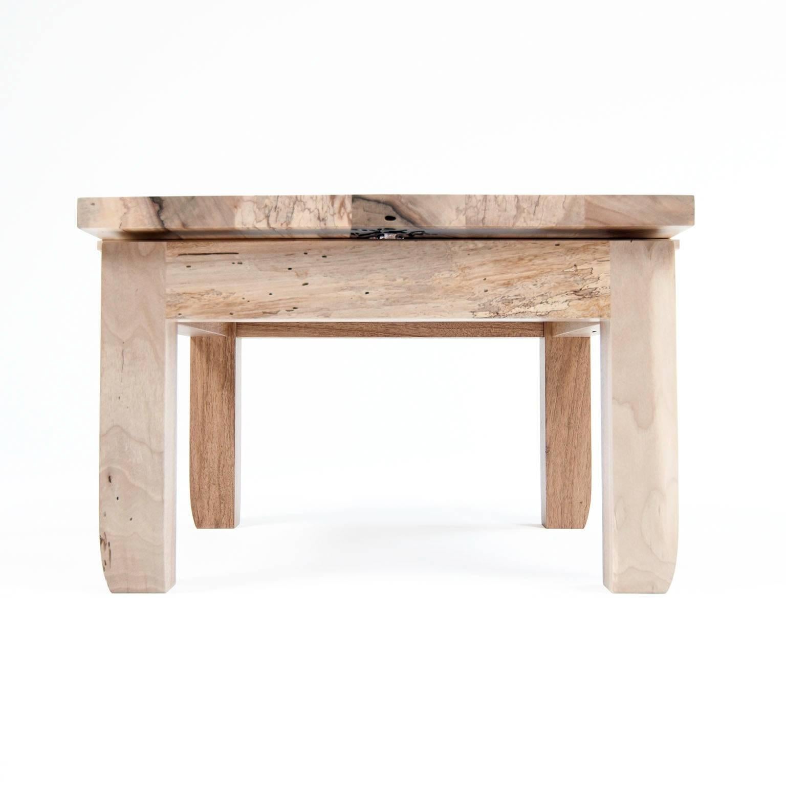 Modern Contemporary English Walnut Hardwood Low Prayer Stools Made in Brooklyn in Stock For Sale