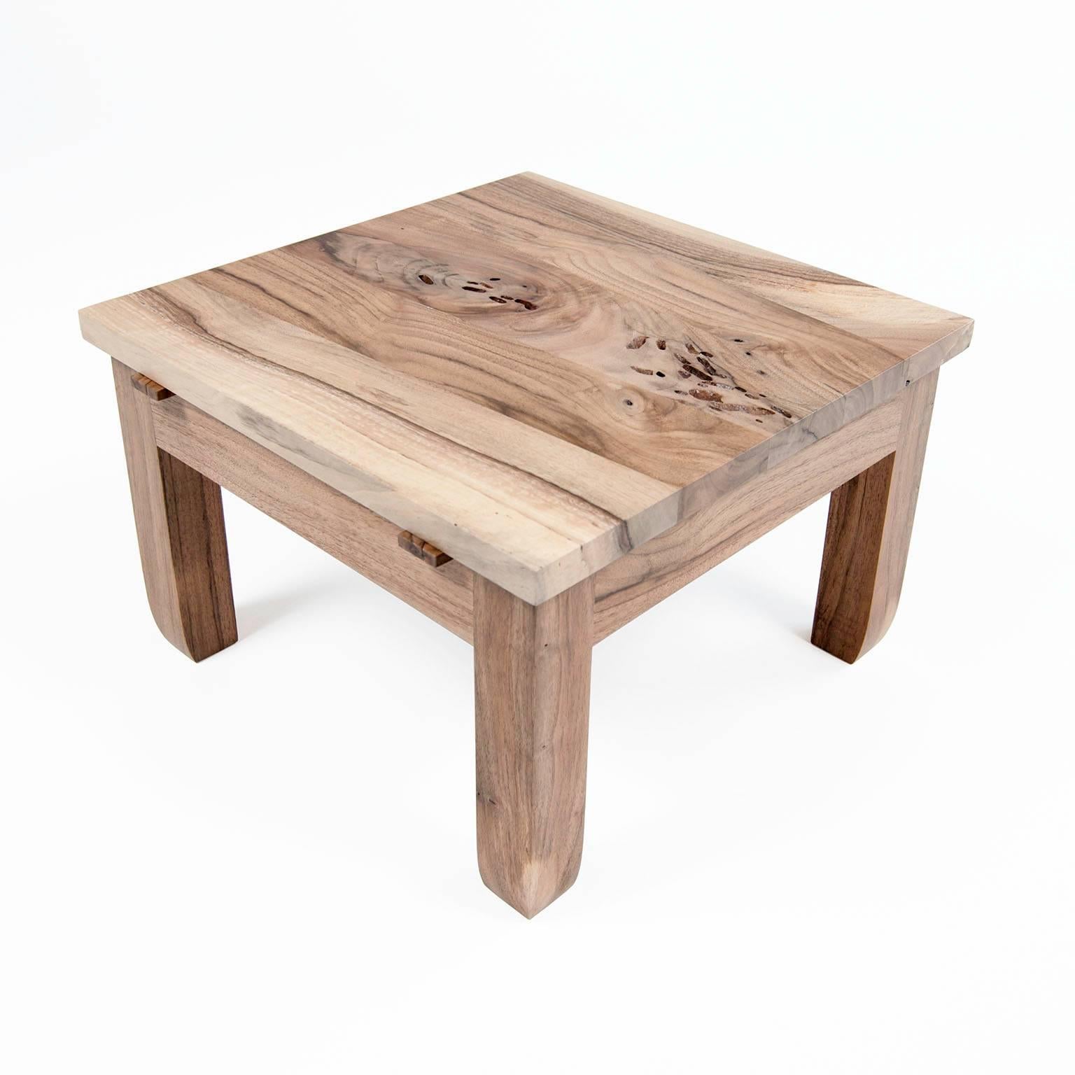 Contemporary English Walnut Hardwood Low Prayer Stools Made in Brooklyn in Stock For Sale 1