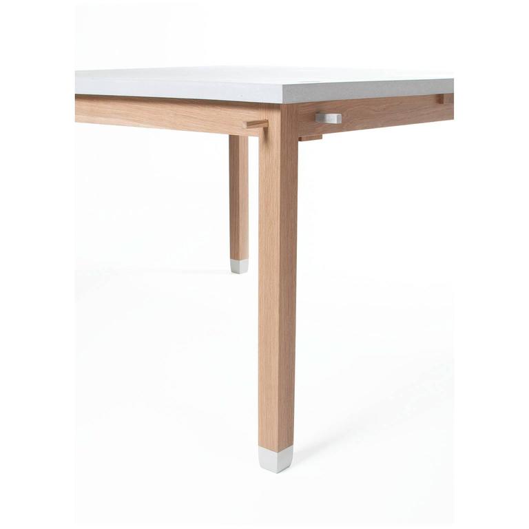 Contemporary Concrete and White Oak Outdoor Garden Dining Table by