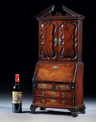 George III Mahogany Miniature Mahogany Bureau Cabinet