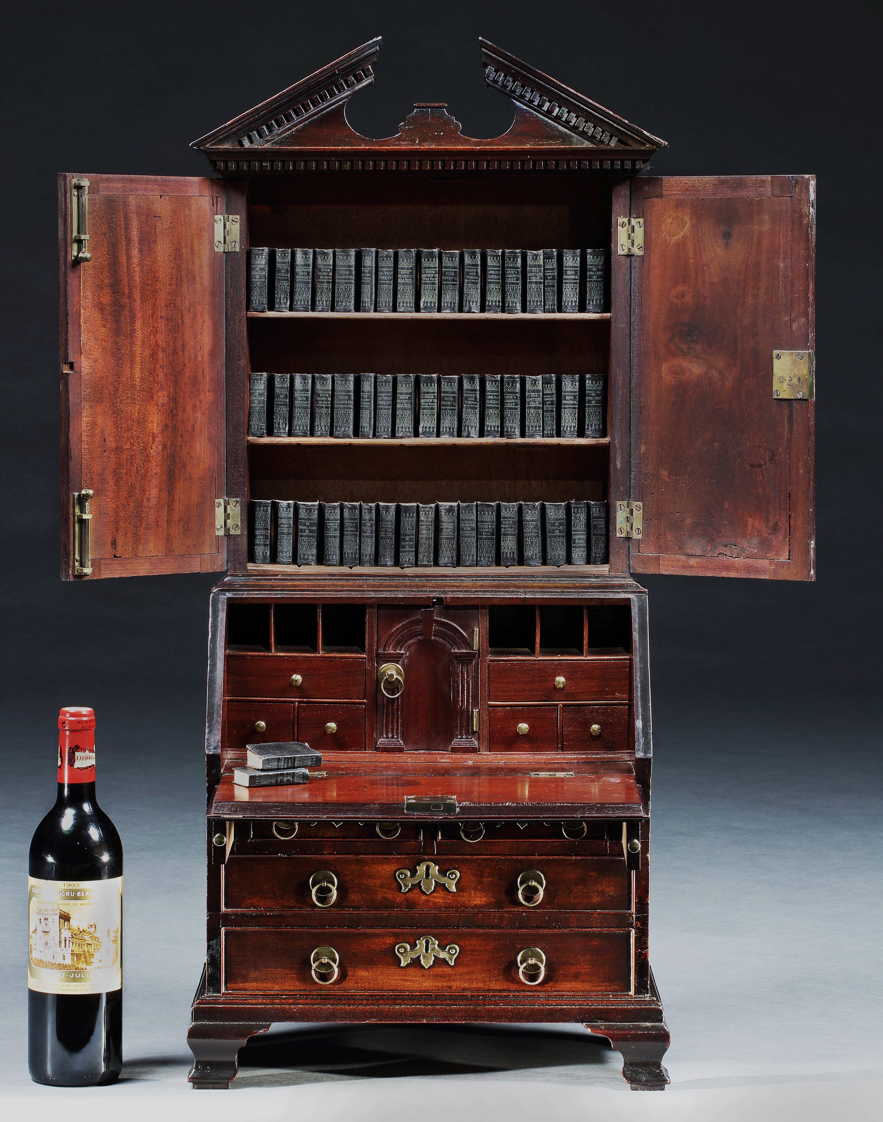 English George III Mahogany Miniature Mahogany Bureau Cabinet For Sale