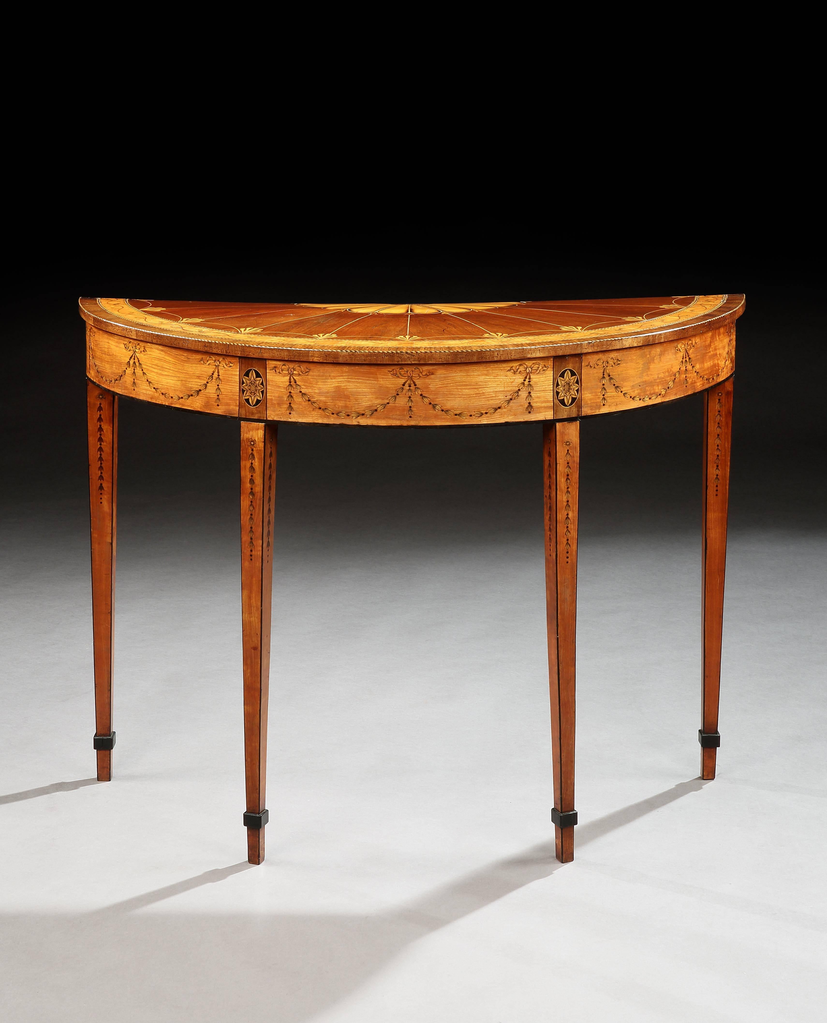 Sheraton George III Satinwood and Marquetry Side Table For Sale