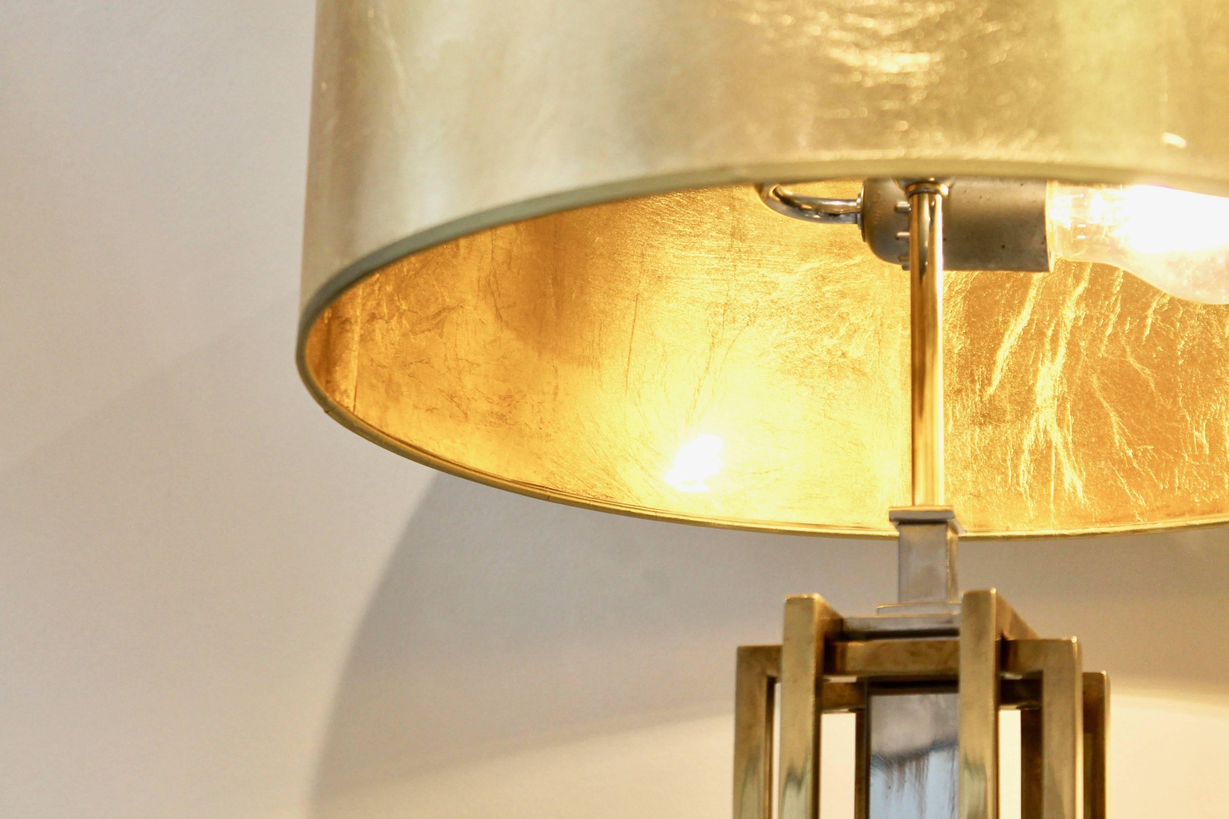 Belgian Pair of Brass and Chrome Table Lamps by Willy Daro, circa 1970