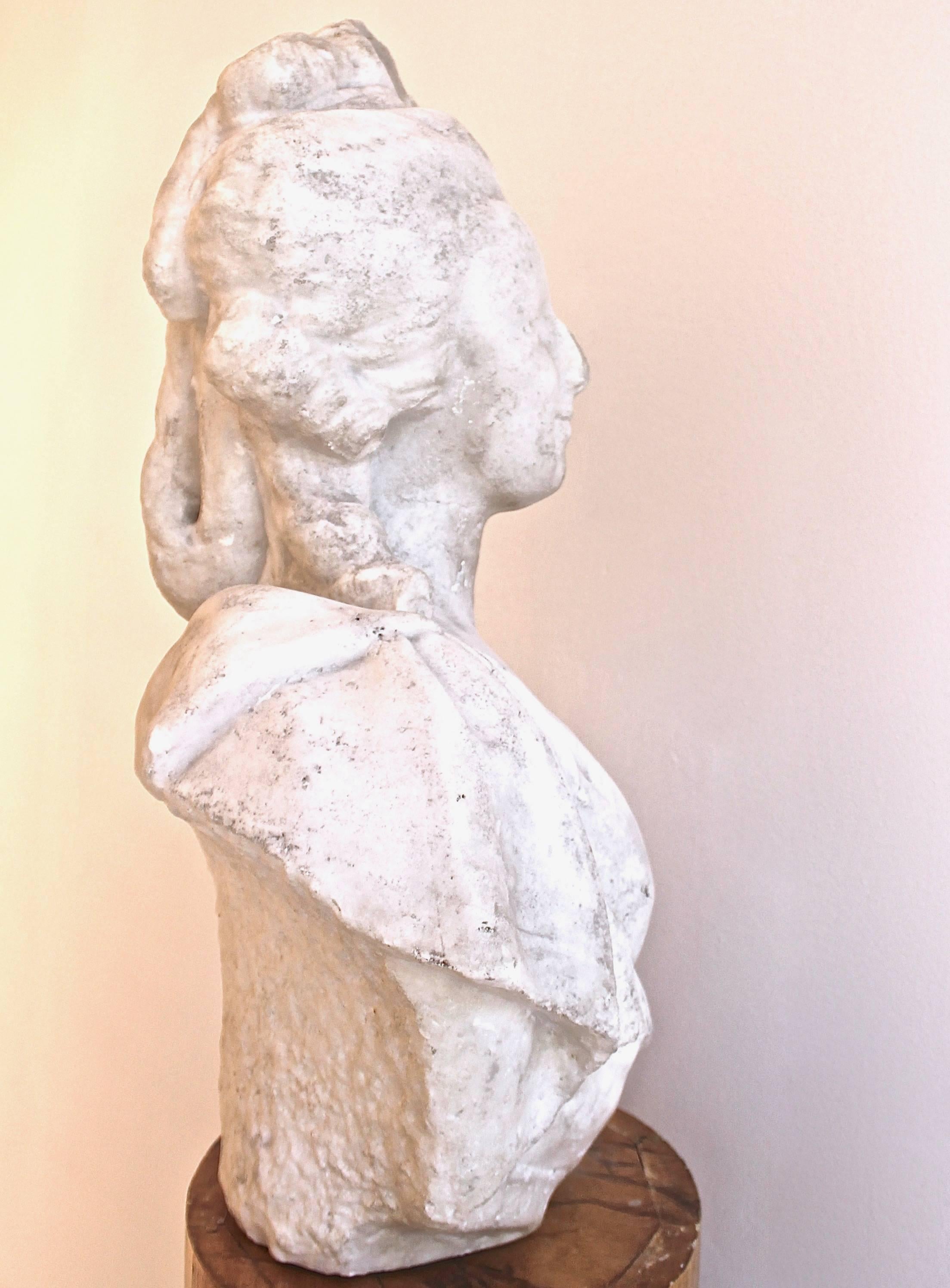 Beautiful 18th century marble bust of Marie-Antoinette, wear and losses consistent with age and use.