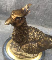 Faisan en bronze doré sur socle en marbre:: signé Anorgasti:: vers 1920