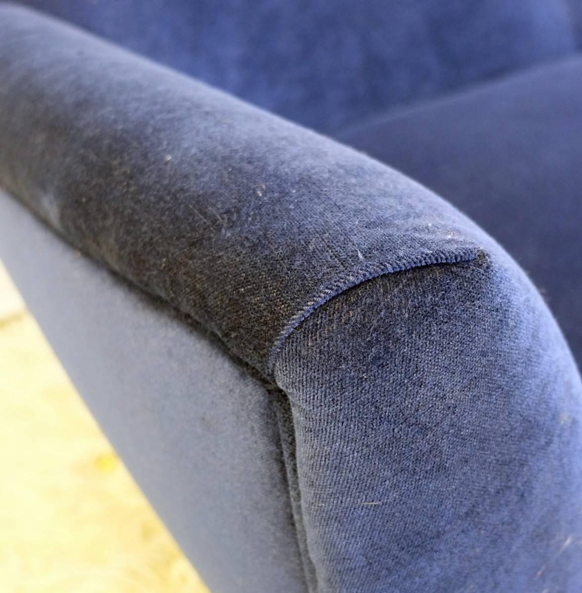 Mid-Century Modern Italian Mid-Century Sofa with It's Iconic Brass Legs and New Velvet Upholstery