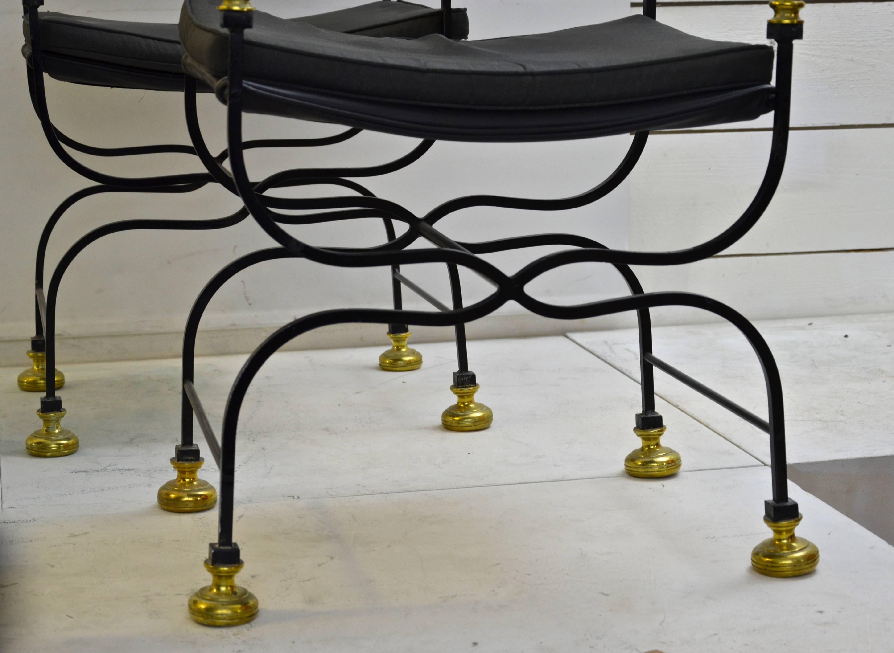 Set of Eight Wrought Iron and Gilt Brass 1970s Armchairs 2