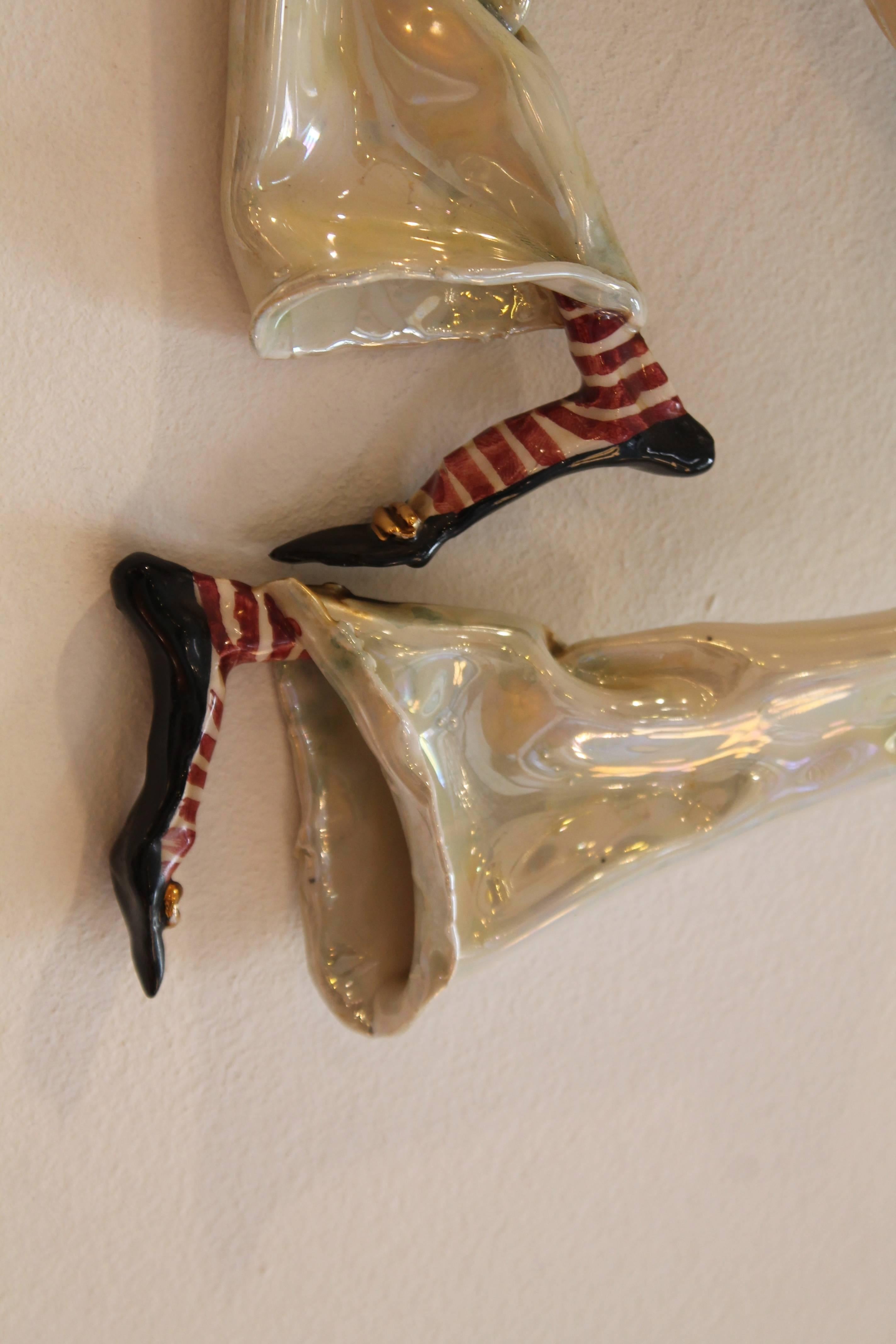 Céramique Arlequins, années 1950 Appliques sculpturales Otello Rosa pour San Polo Venezia Ceramic en vente