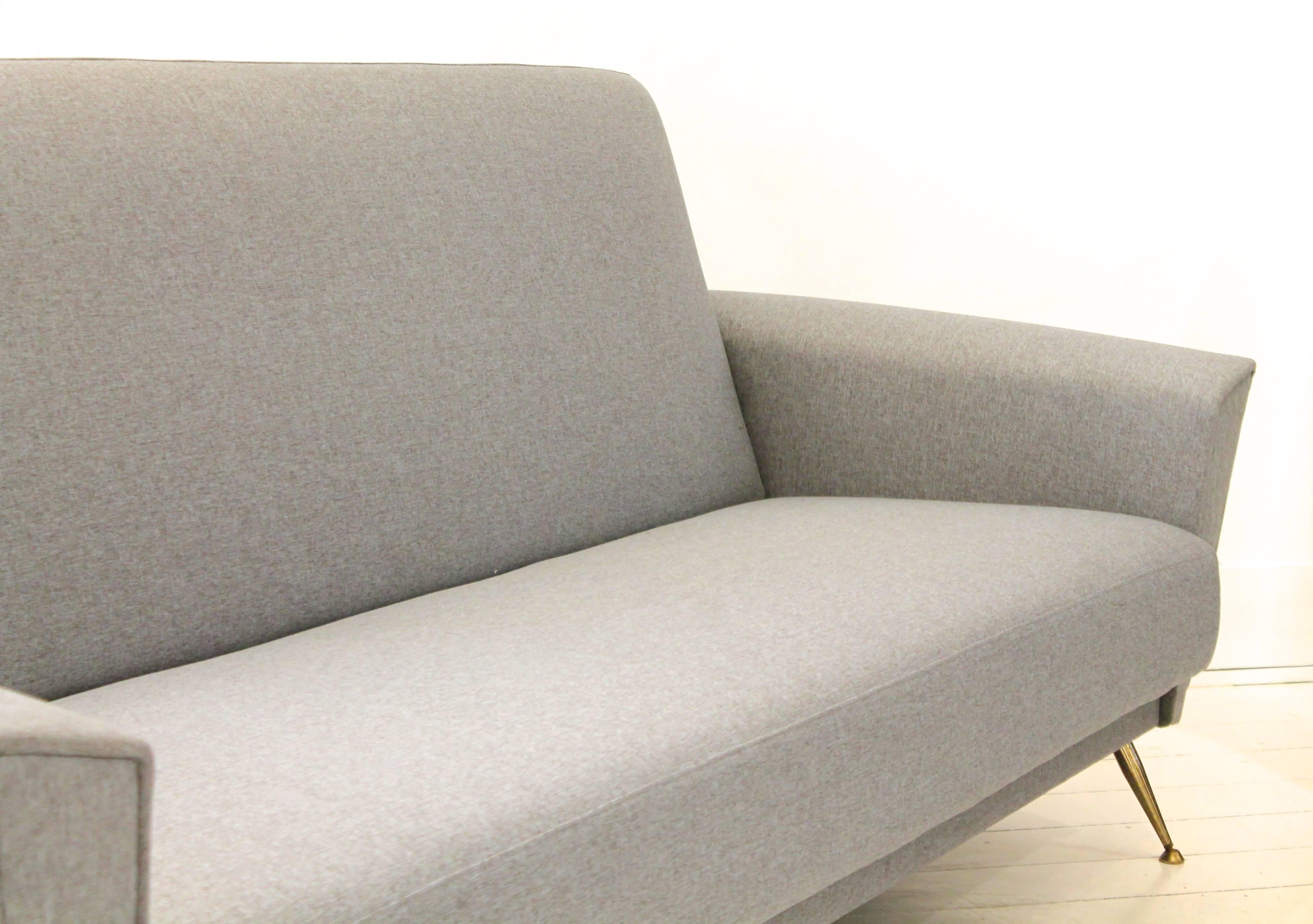 Mid-Century Modern Elegant 1950s Re-Upholstered Italian Sofa