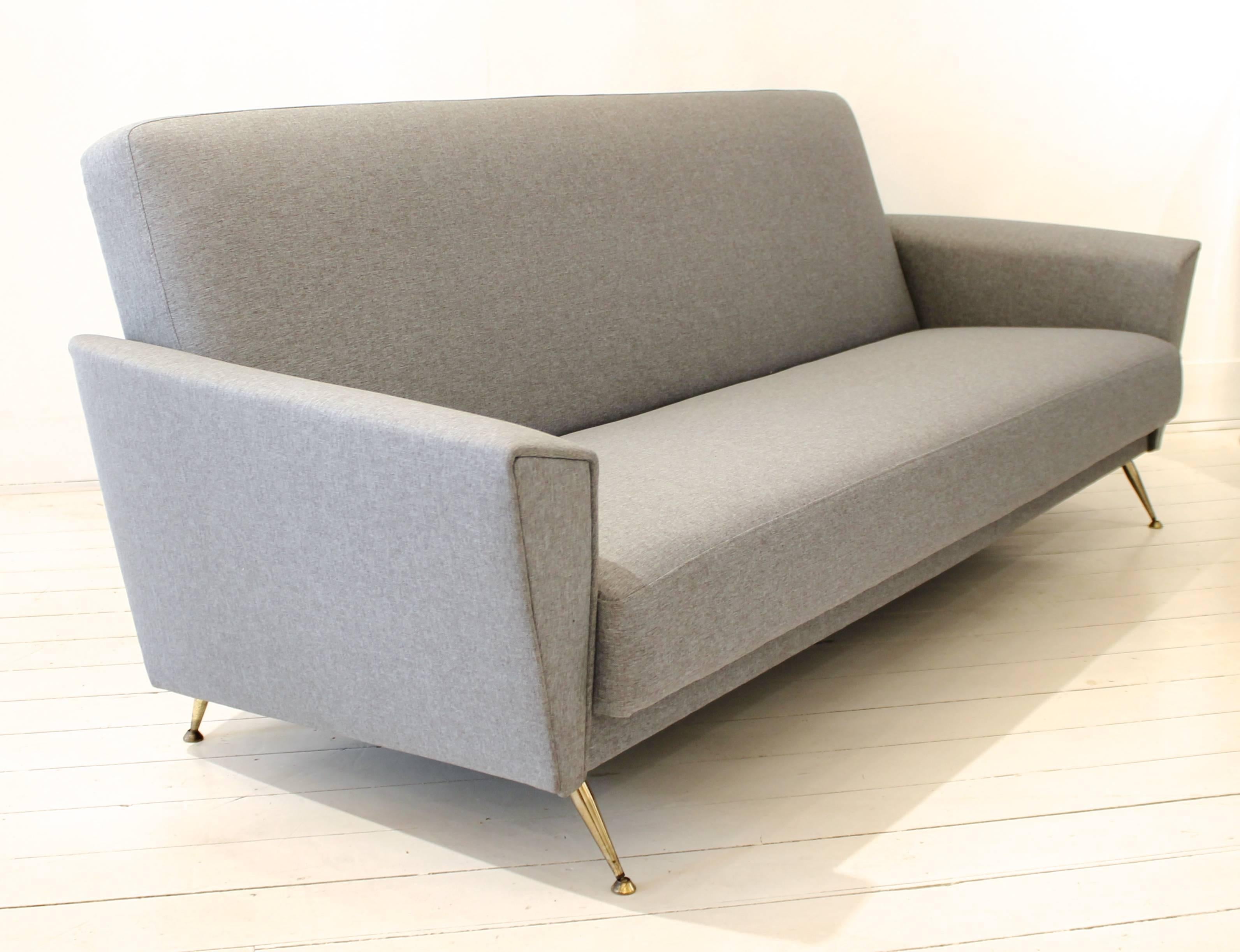 Mid-20th Century Elegant 1950s Re-Upholstered Italian Sofa