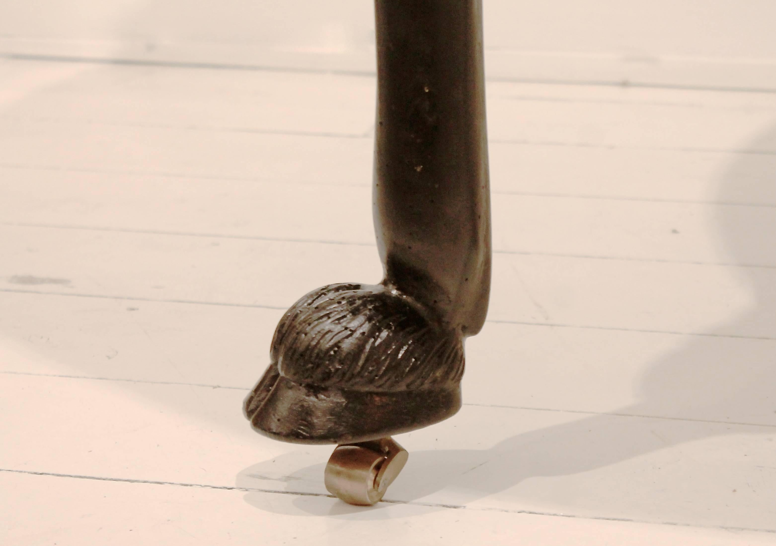 Blackened Carved Fauna Head Empire Tripod Pedestal Table in Mahogany, Marble & Giltbronze