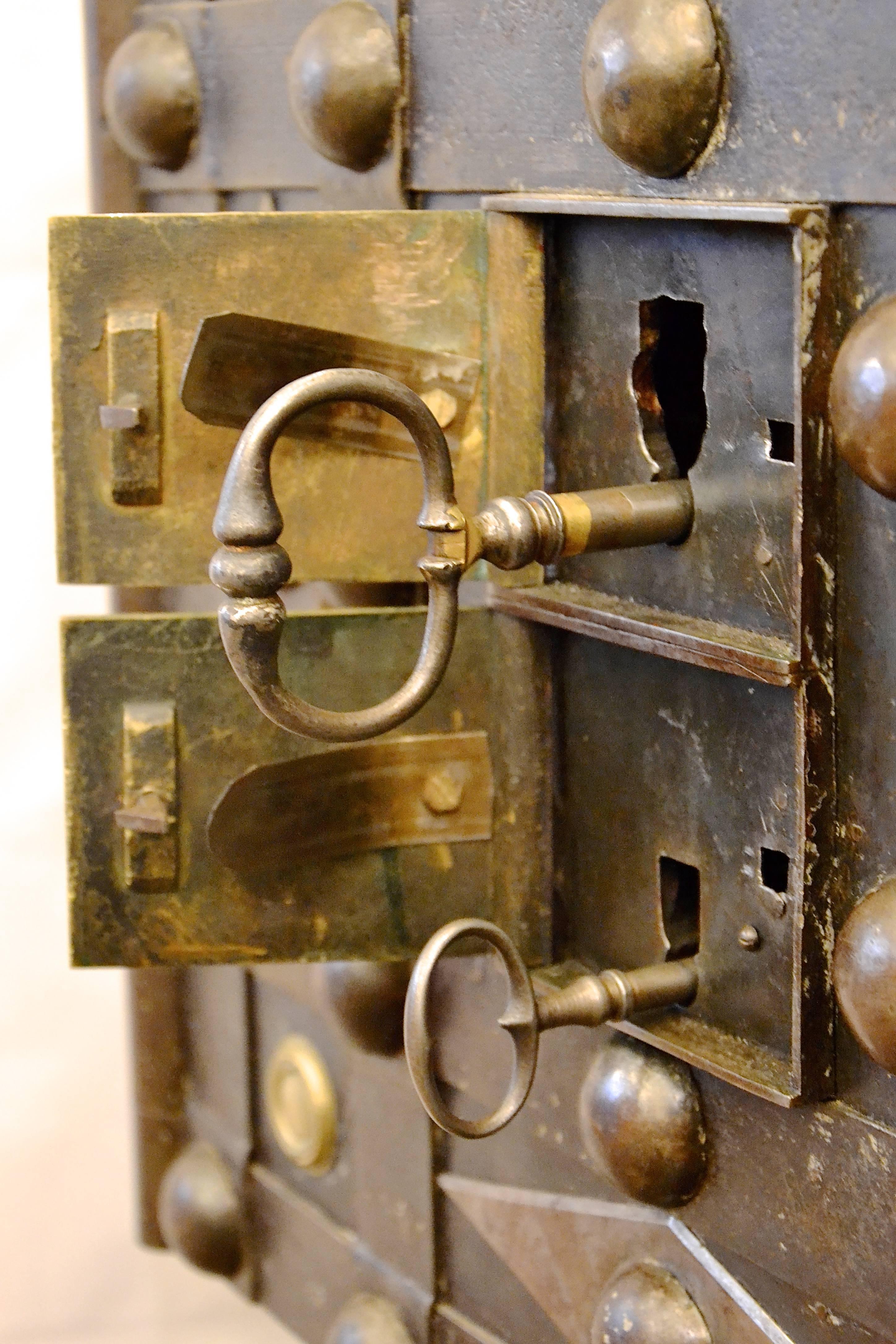 Beautiful Early 19th Century French Empire Studded Safe, Trunk 1