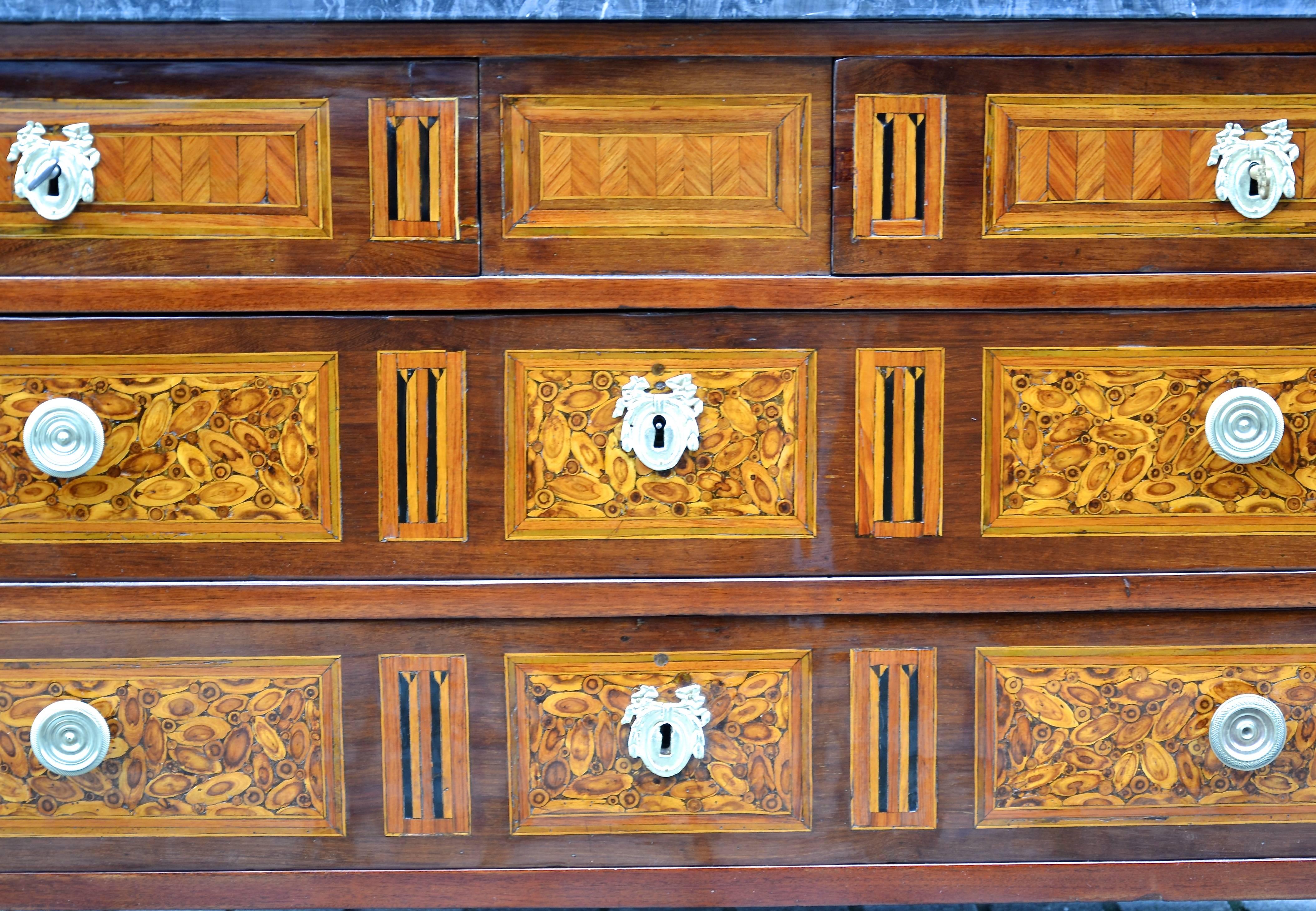 18th C. French Marquetry Chest Of Drawers, Stamped J. Chastel 3